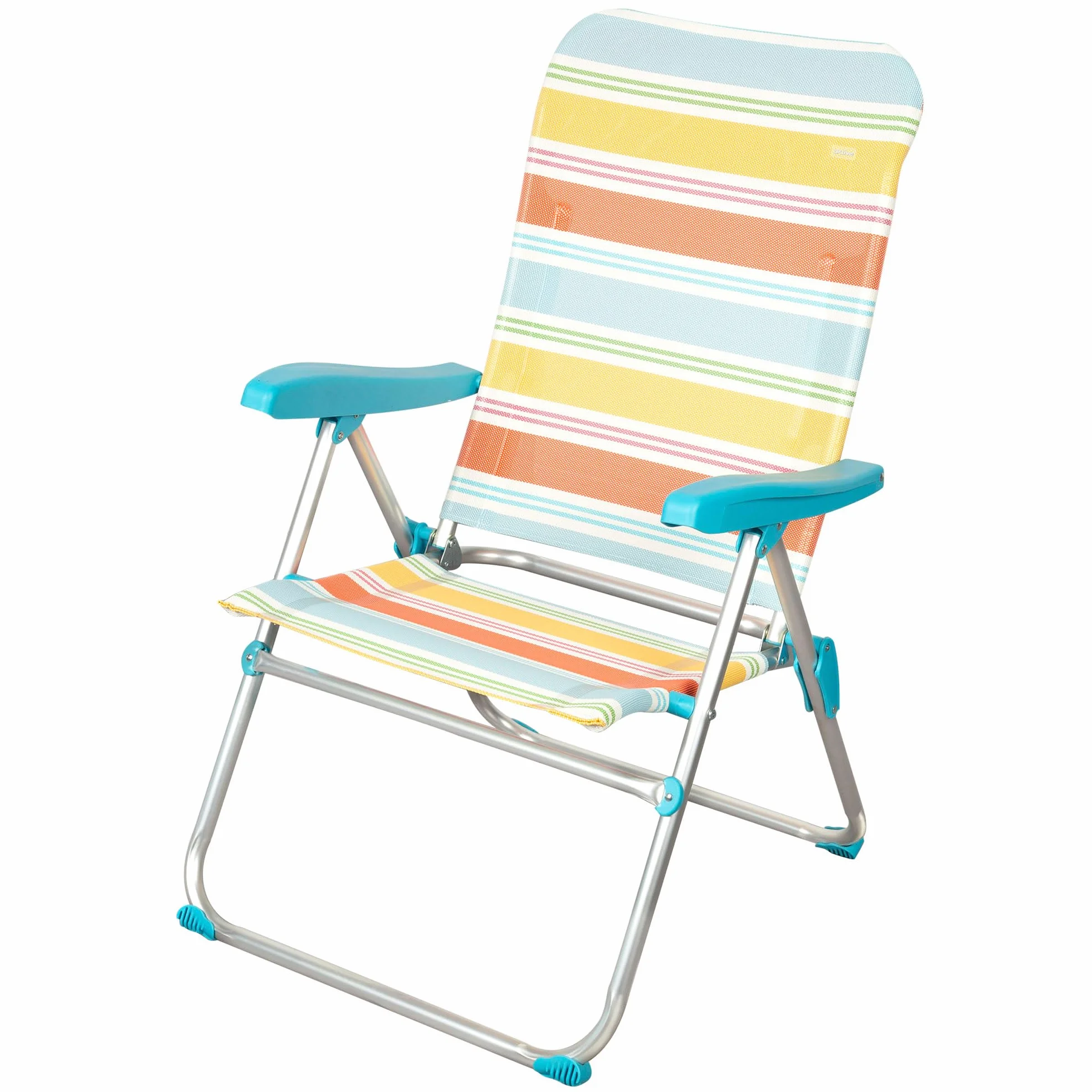 AKTIVE Sedia da spiaggia pieghevole, 47x63x93 cm, reclinabile in 5 posizioni, alluminio e textilene