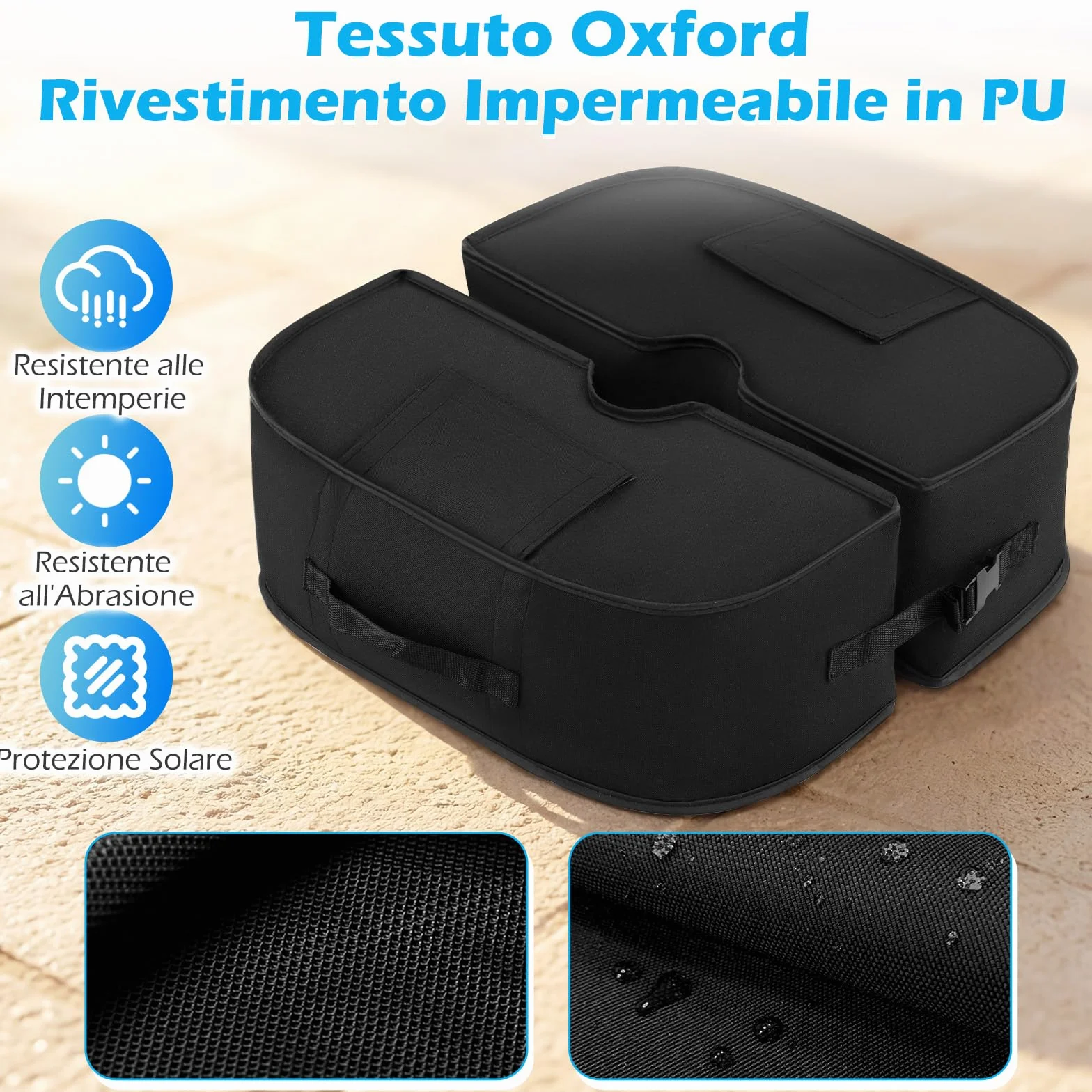 COSTWAY Sacchi di Sabbia per Ombrellone da Giardino, Pesi per Base Ombrello, Universale, Portatile, Staccabile, Rempibile Fino a 40 kg, in Tessuo Oxford, per Balcone, Cortile (Modello 1,Nero)