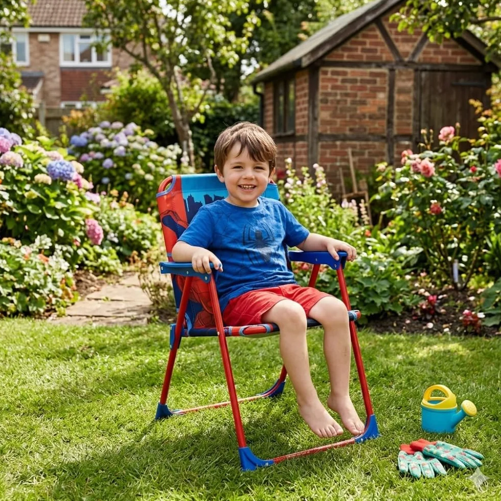 Sedia Pieghevole Bambini Spiderman Marvel 38x32x53 cm Poltroncina Mare e Giardino con Braccioli Tessuto 100% Poliestere Resistente Portata 30 kg Età 3+