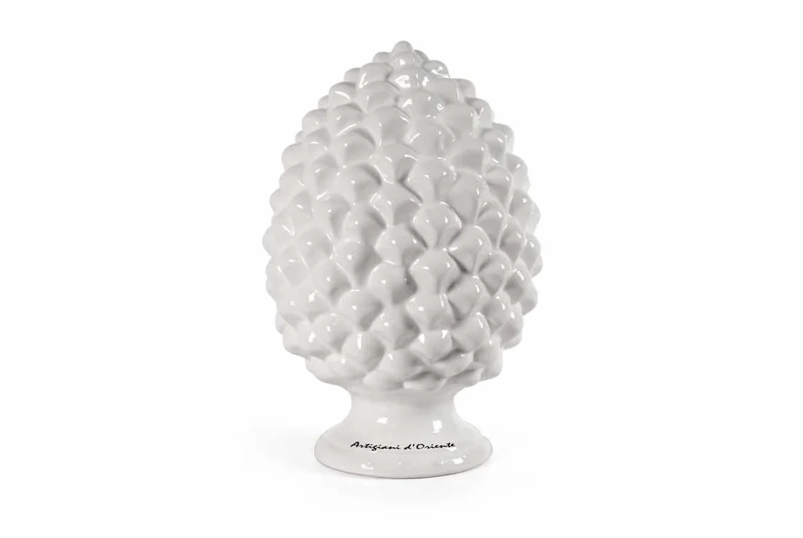 GICOS IMPORT EXPORT SRL Pigna in ceramica tondo 11 * 11 * 17 cm colore bianco casa giardino artigiani d'oriente CRE-832727
