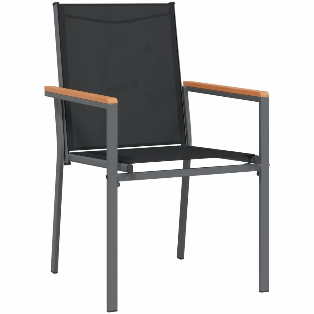 vidaXL Sedie da Giardino 2 pz Nere 55x61,5x90 cm Textilene e Acciaio