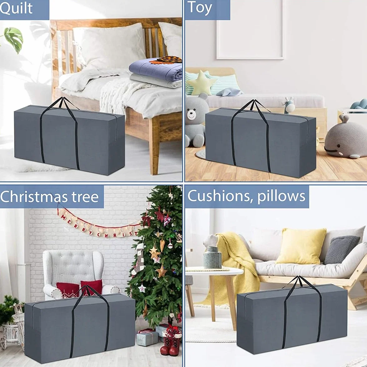 GARPROVM Borsa per cuscini da giardino, Custodia per tappezzeria cuscino sedile, Borsa portaoggetti da 200L per albero di Natale Tessuto Oxford impermeabile antistrappo, 125x32x50 cm