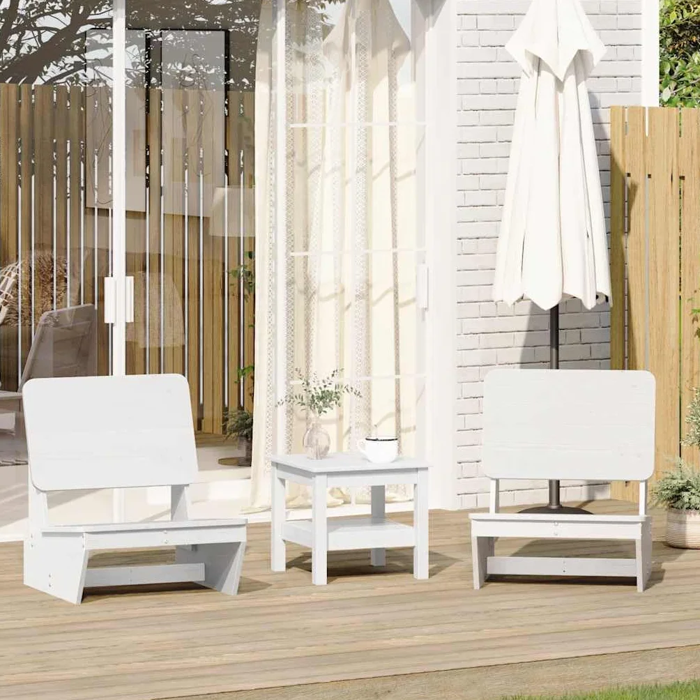 vidaXL Sedie da Giardino 2 pz Bianche Legno Massello di Pino, Sedia Relax, Sedia da Giardino, posti a Sedere all'aperto, Sedia da Giardino