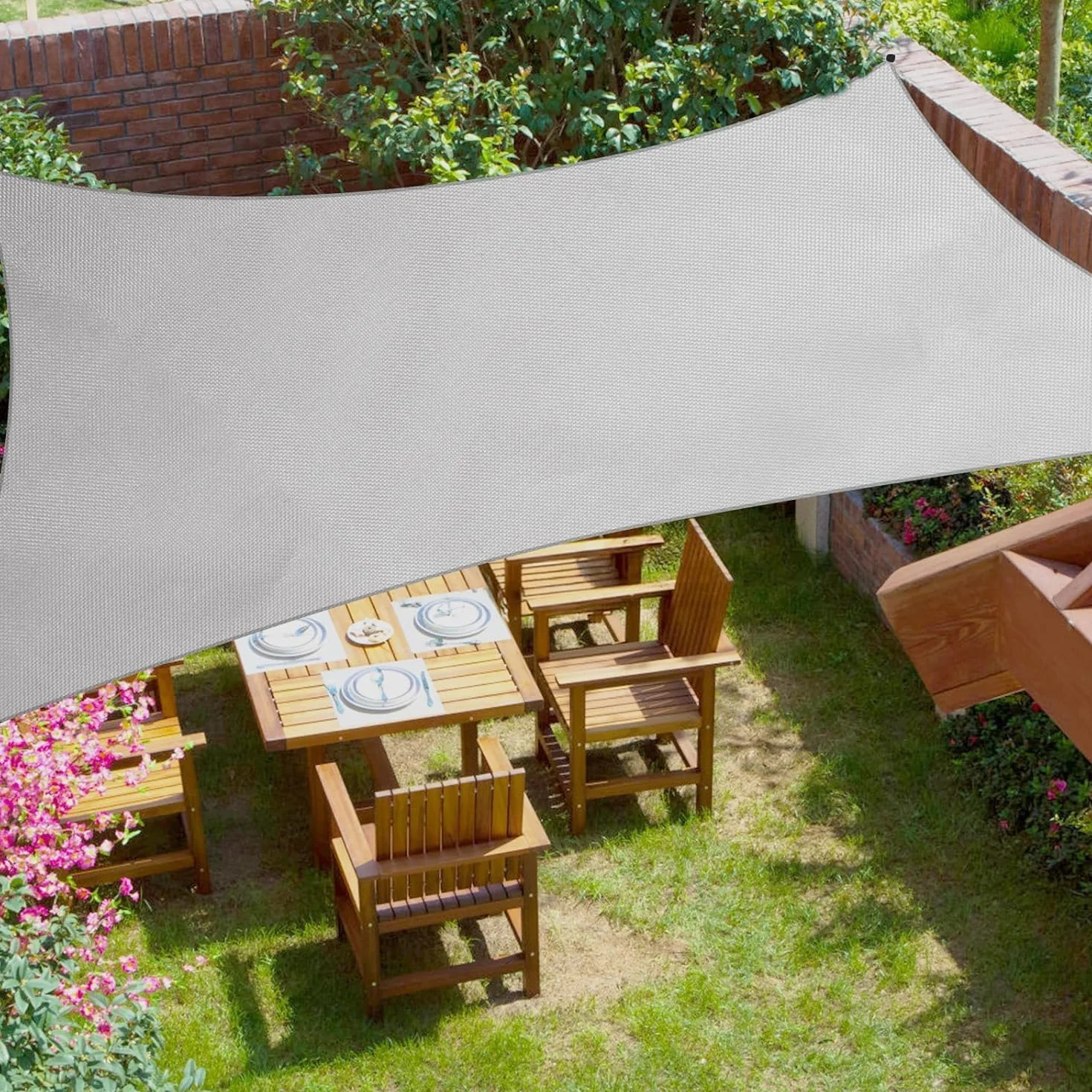 Tenda a Vela Ombreggiante 4x5m Impermeabile Anti-UV Rettangolare, Vela Parasole in Tessuto Oxford 420D Alta Densità, Telo per Esterno, Giardino, Balcone, Terrazzo, Corde Incluse