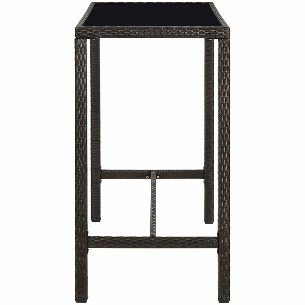 Tavolo da Bar per Esterni Marrone 130x60x110cm Polyrattan Vetro (22 kg)-Mobili