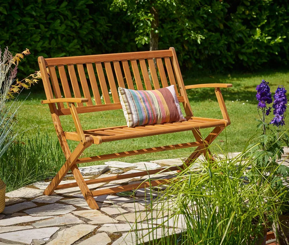 Deuba CASARIA® Panchina Pieghevole da Giardino in Legno di Eucalipto Certificato FSC® Panca 2 Posti Terrazza Esterno
