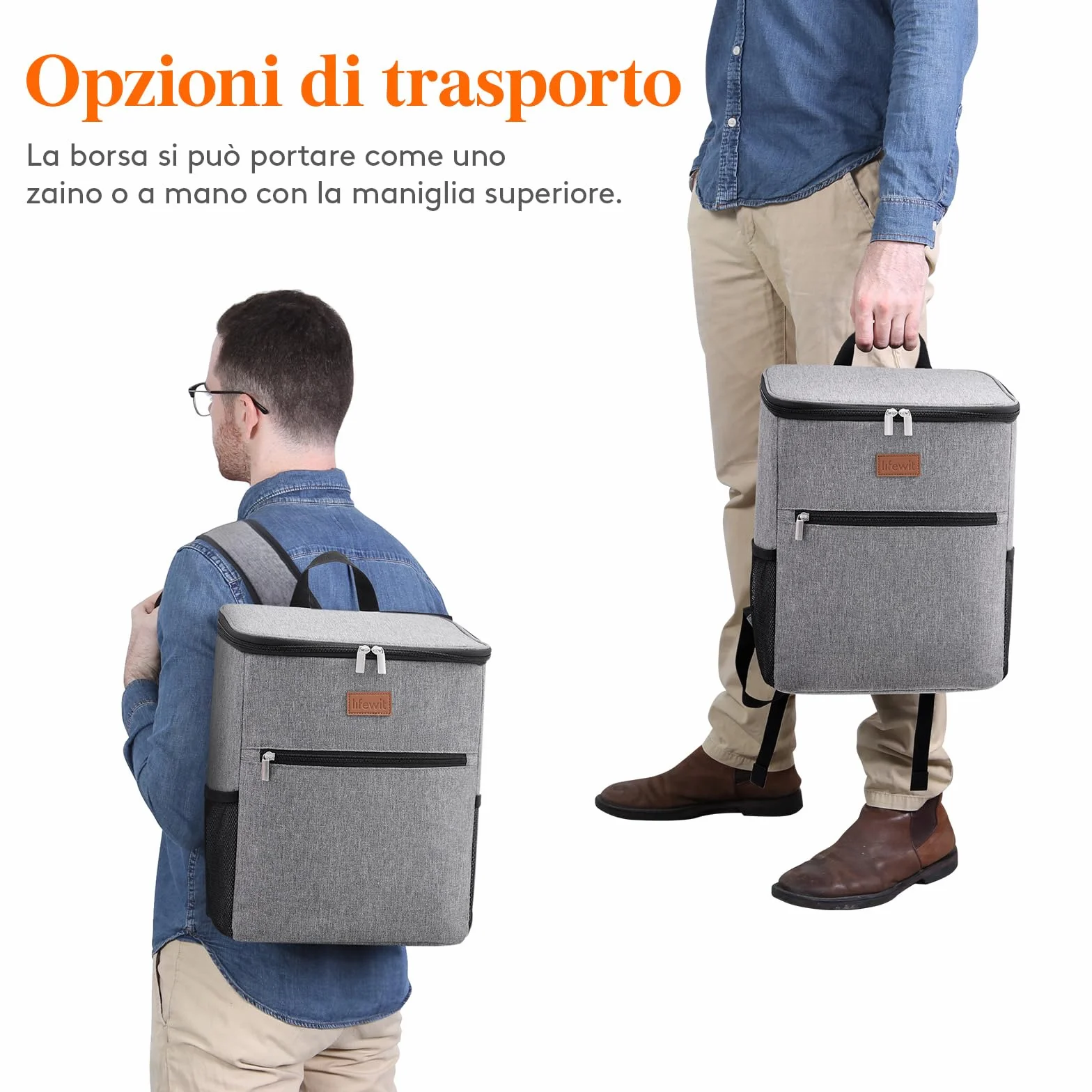 Lifewit Zaino Termico 24L Borsa Frigo Portatile con Scomparto, Borse Termica per Mare Spiaggia Viaggio, Grigio