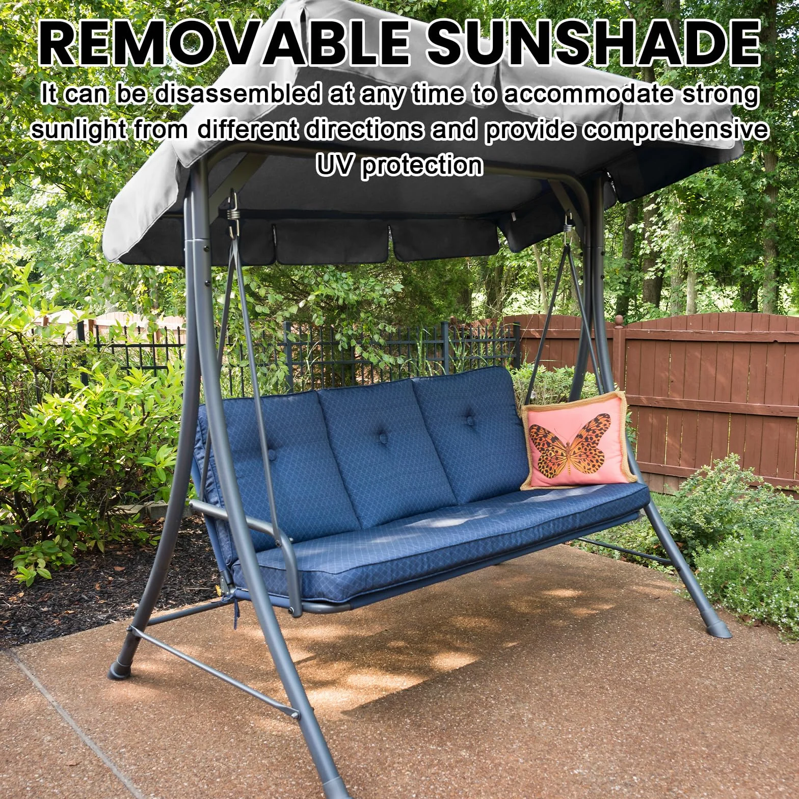 Tettuccio parasole per dondolo Hollywood, universale, per esterni, impermeabile, per altalena da giardino (grigio scuro)