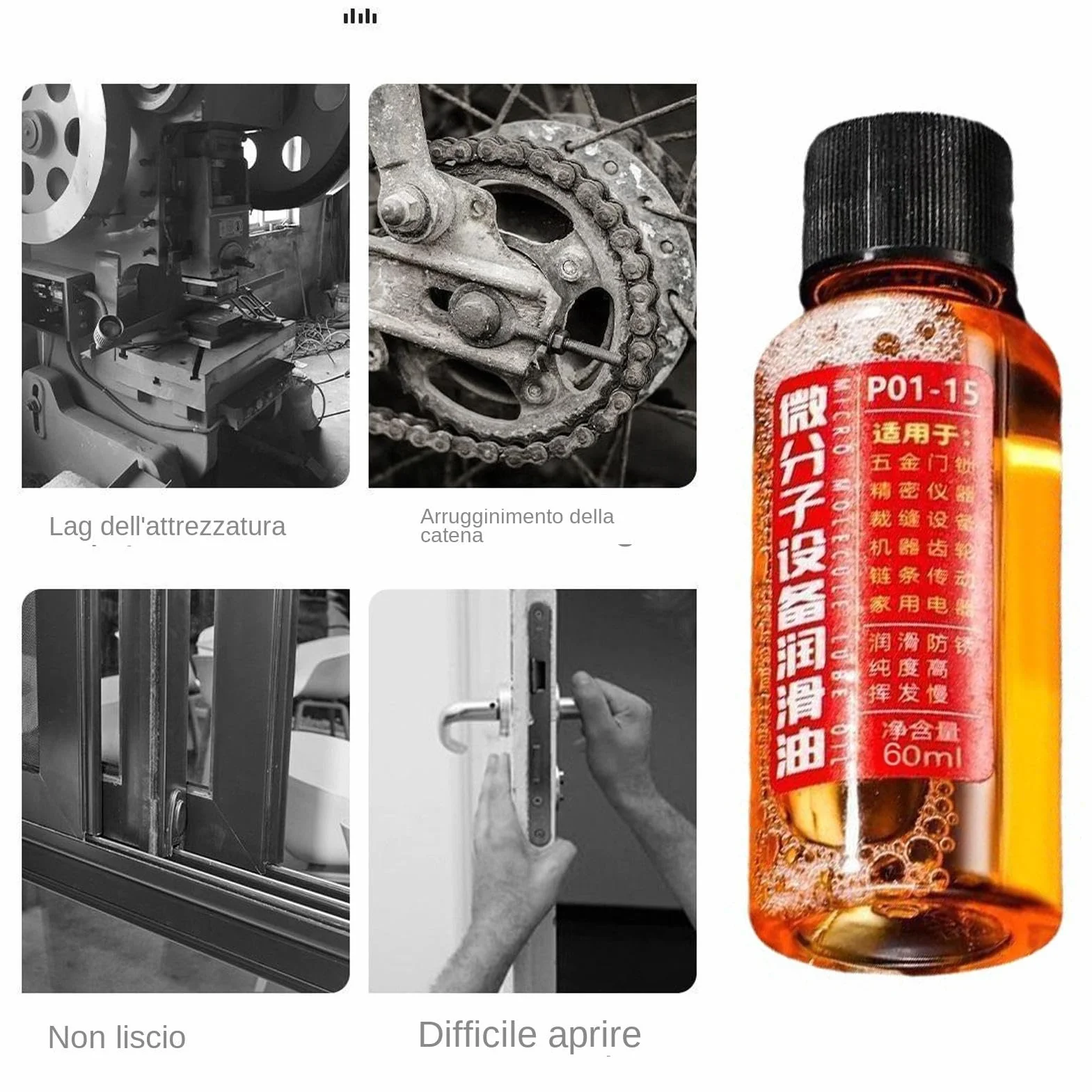 Olio lubrificante per catene,Olio per motoseghe | Lubrificante per catene con olio per stagionale ad alte prestazioni da 60 ml - Forniture domestiche multiuso resistenti all'usura Detergente per caten