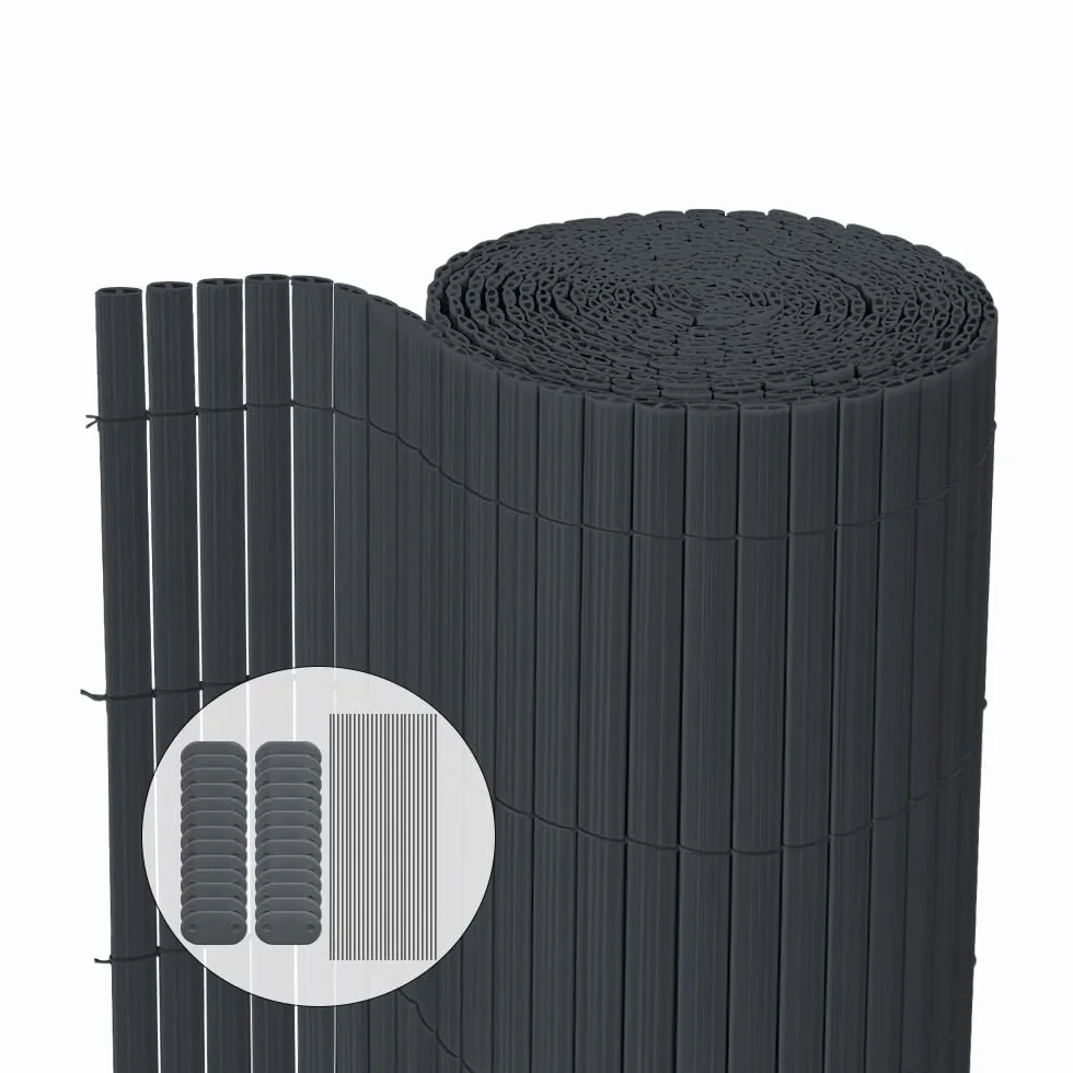 VOUNOT® Canniccio PVC Frangivista Recinzione 80 x 500 cm, Arella Doppia Schermo Privacy Paravista, Resistente ai Raggi UV Resistente alle Intemperie, Protettivo per Giardino, Balcone, Terrazza, Grigio