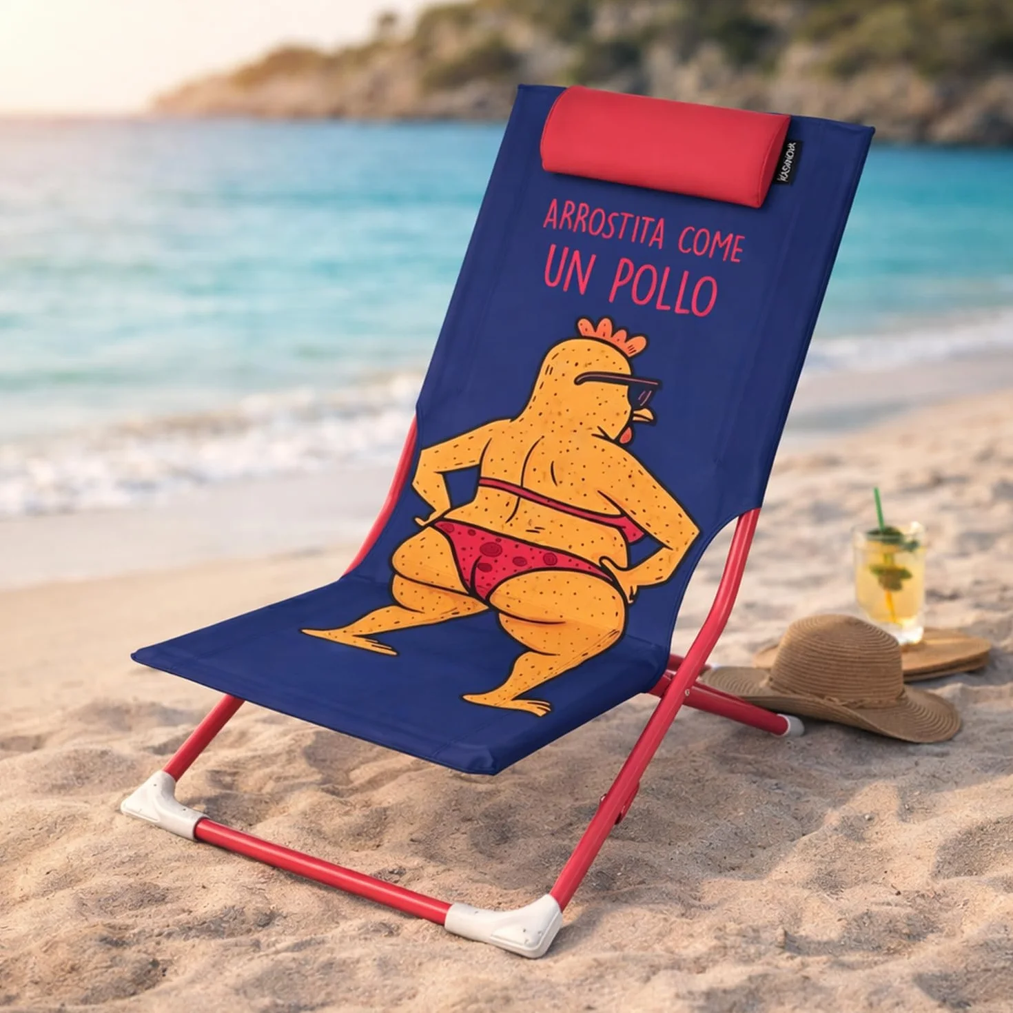 KASANOVA Spiaggina sedia pieghevole Pollo con poggiatesta