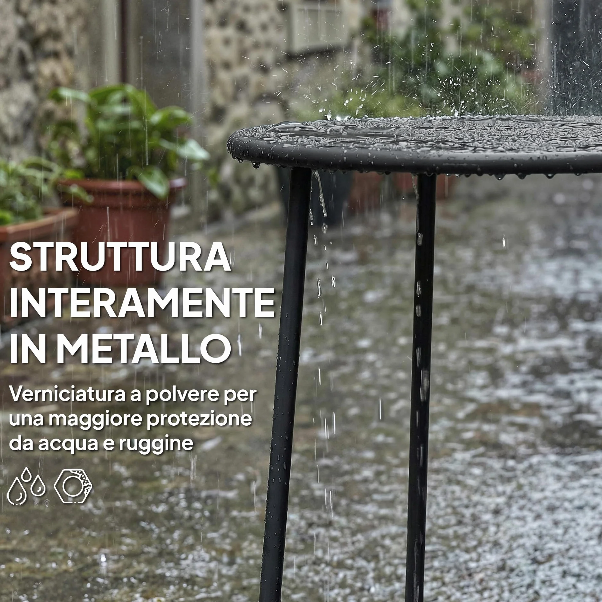 Outsunny Tavolino da Caffè da Giardino Rotondo 50 cm Stile Industriale con Piedini Antiscivolo, Tavolo da Caffè con Base a X in Metallo, per Balcone, Giardino, Terrazza, Soggiorno, Nero