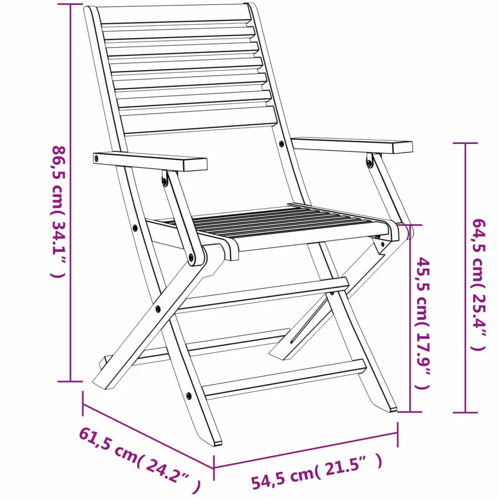 vidaXL Sedie Giardino Pieghevoli 4pz 54,5x61,5x86,5 cm Massello Acacia