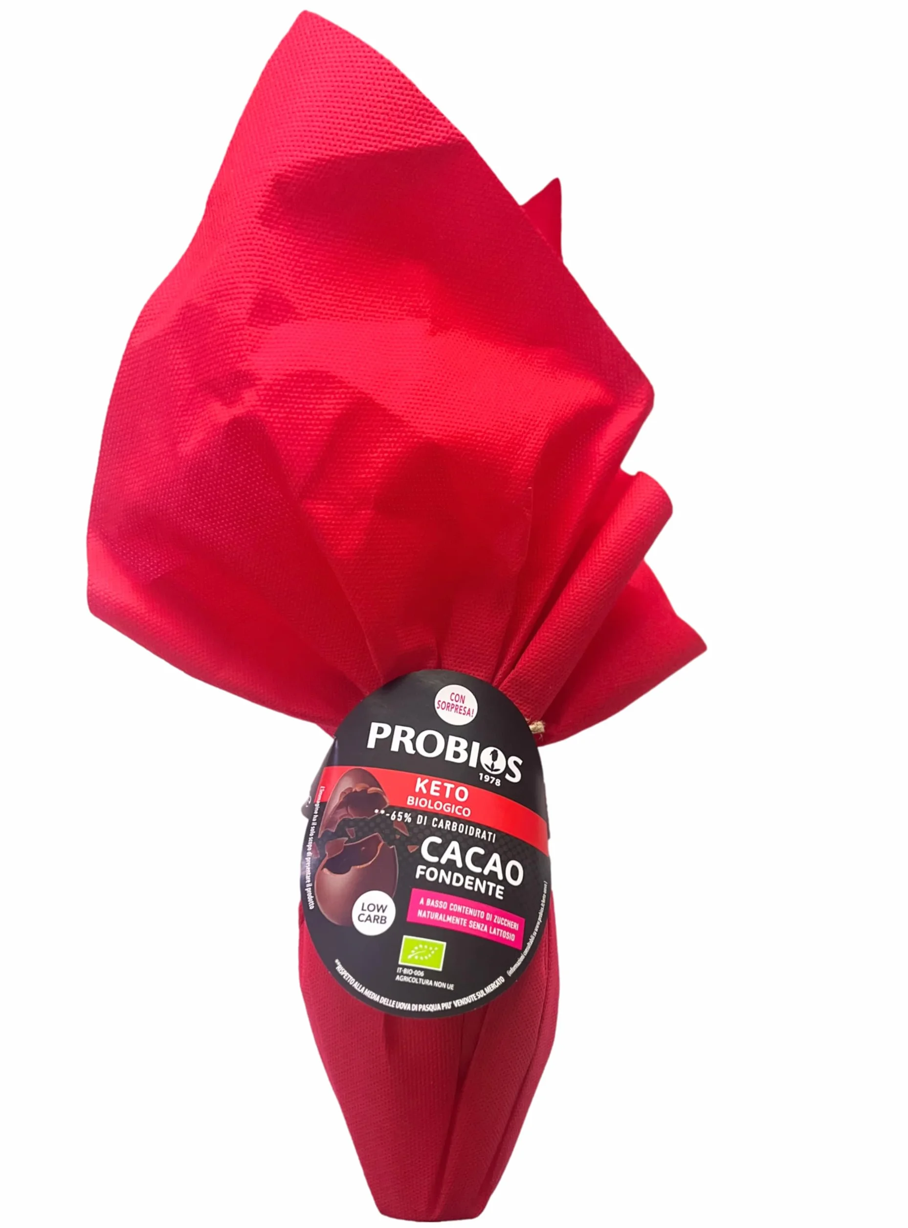 Uovo di Pasqua KETO Biologioco Cioccolato Fondente, a basso Contenuto di Zuccheri e di Carboidrati, Senza Lattosio, 100 Grammi