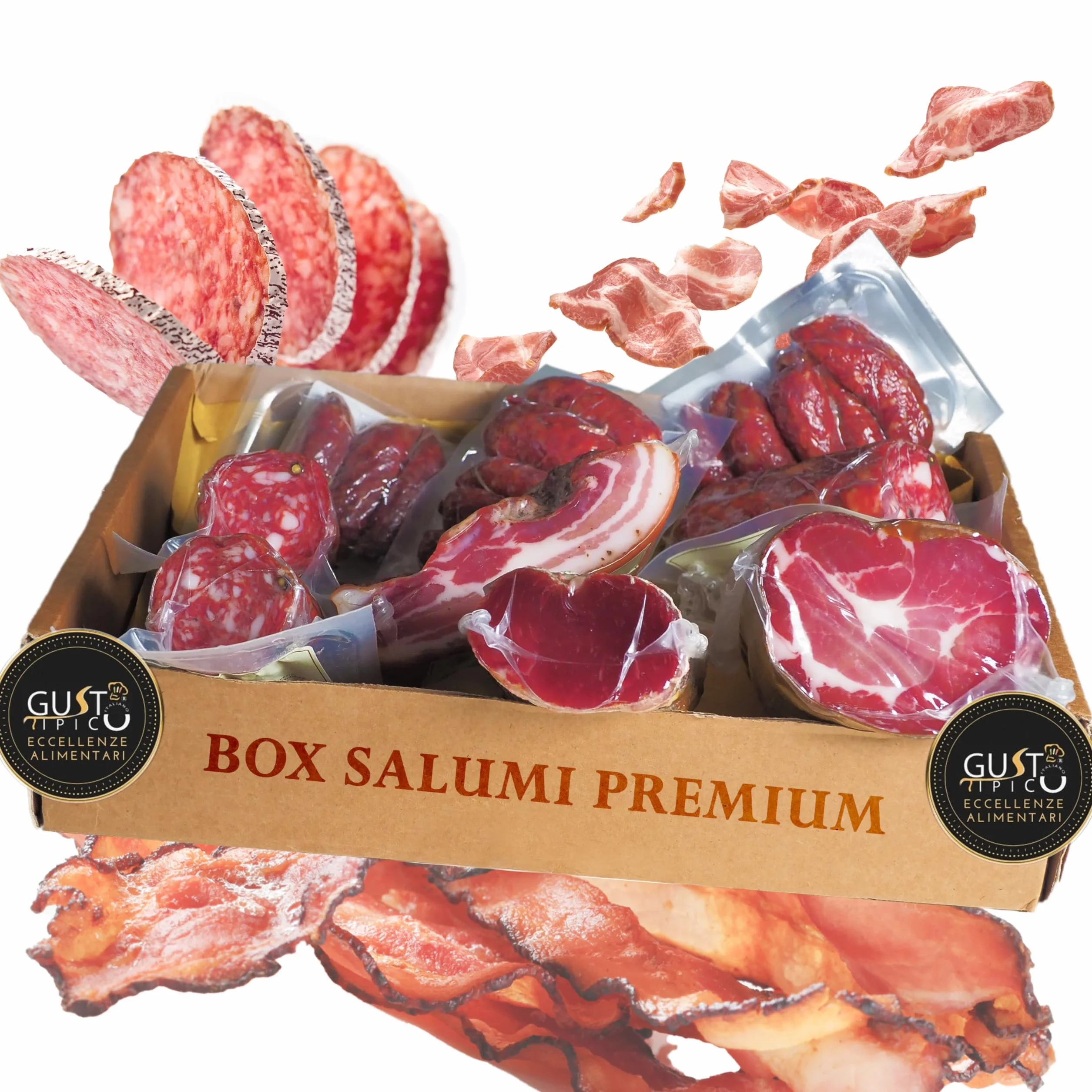 Gusto Tipico Italiano Cesta Salumi | Cesti Salumi Artigianali | Cesta Natale, Cesti Natalizi Alimentari Salumi | Cesto Natale Salumi, Cesta Regalo Natale (PREMIUM - COMPLETA)