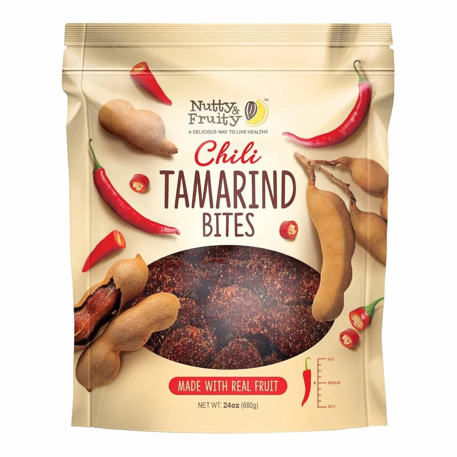 Morsi di tamarindo di peperoncino fruttato e nocciola, 24 once