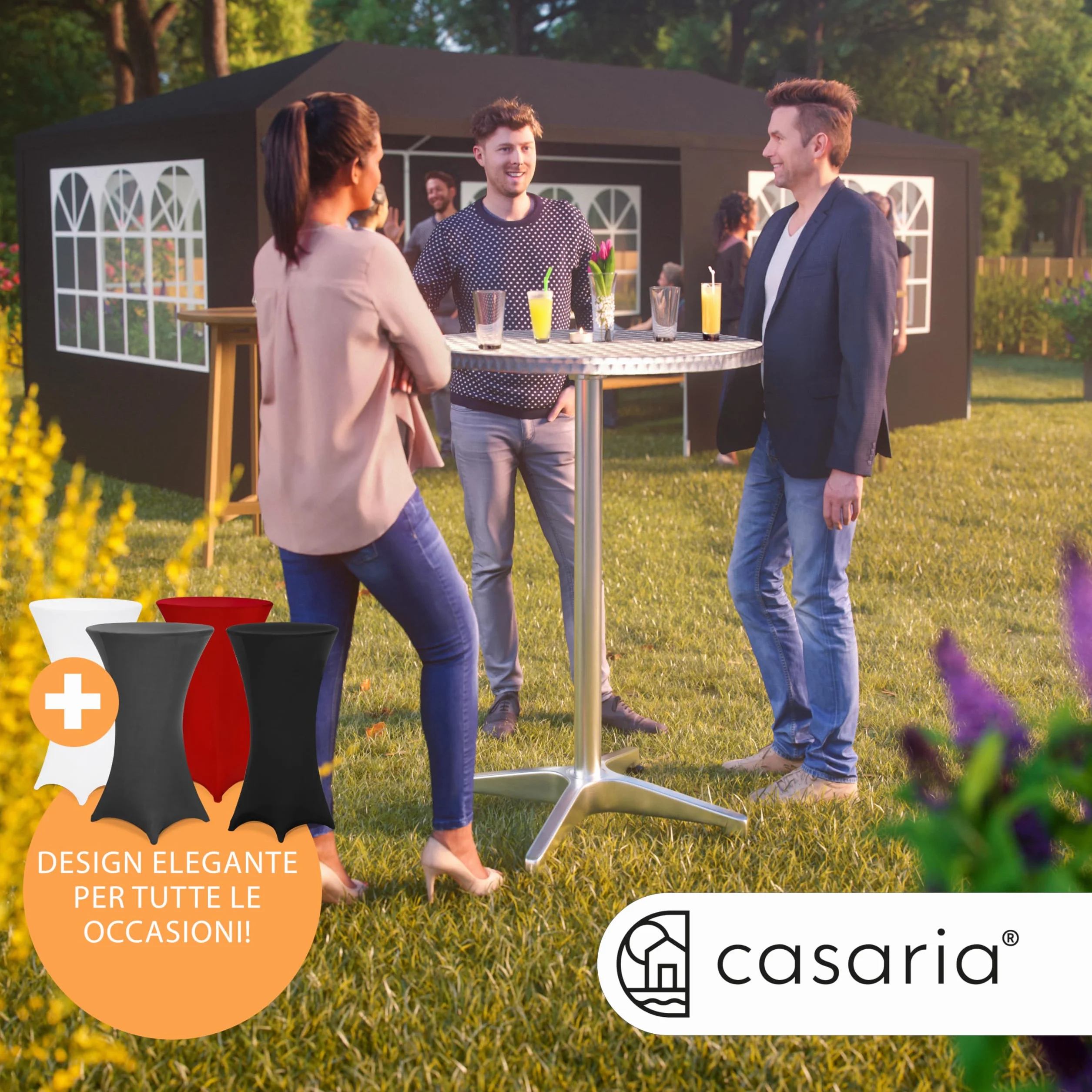 Casaria® Tavolo Alto da Bar 2in1 con Fodera Regolabile in Altezza 70 cm / 115 cm in Alluminio Rotondo Ø60 cm Pieghevole per Esterni Giardino Bistrot Feste Tavoli da Ricevimento