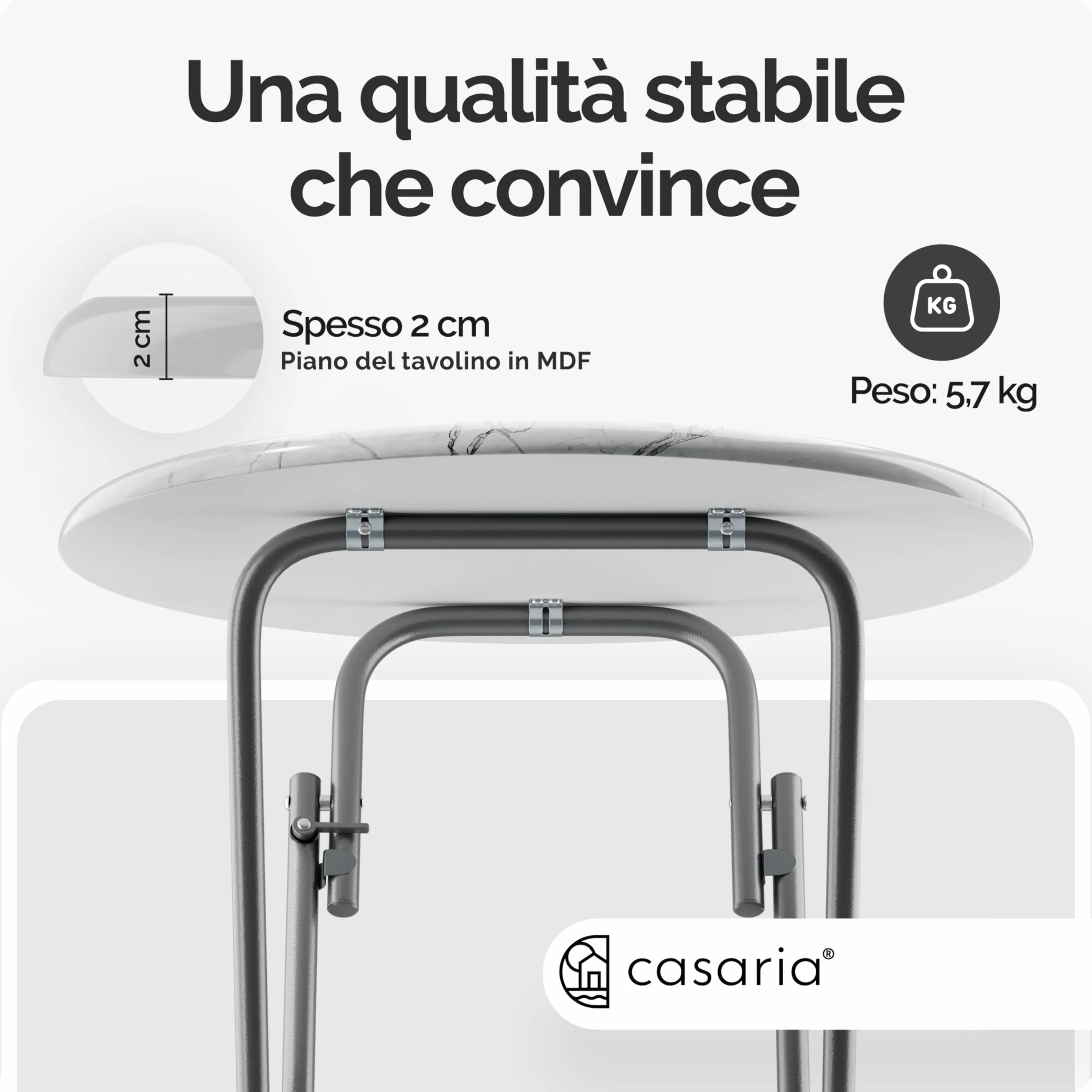Casaria® Set 2 Tavoli da Bar Pieghevoli 110cm Ø 60cm Tavolino Appoggio Tavolo da Cocktail Alto Rotondo Giardino Bianco