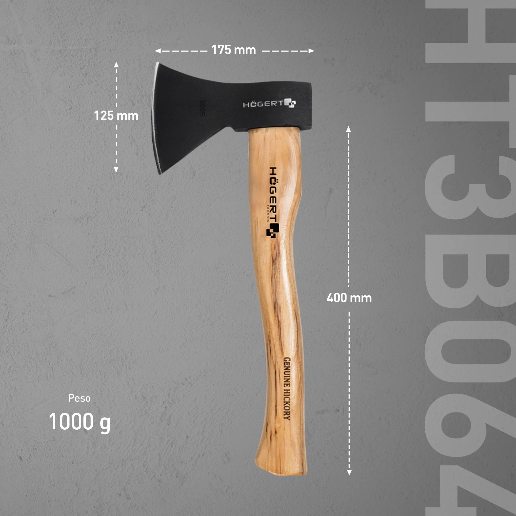 HÖGERT TECHNIK Ascia multiuso 1000 g manico legno noce americano lama temprata 47-55 HRC DIN 5131