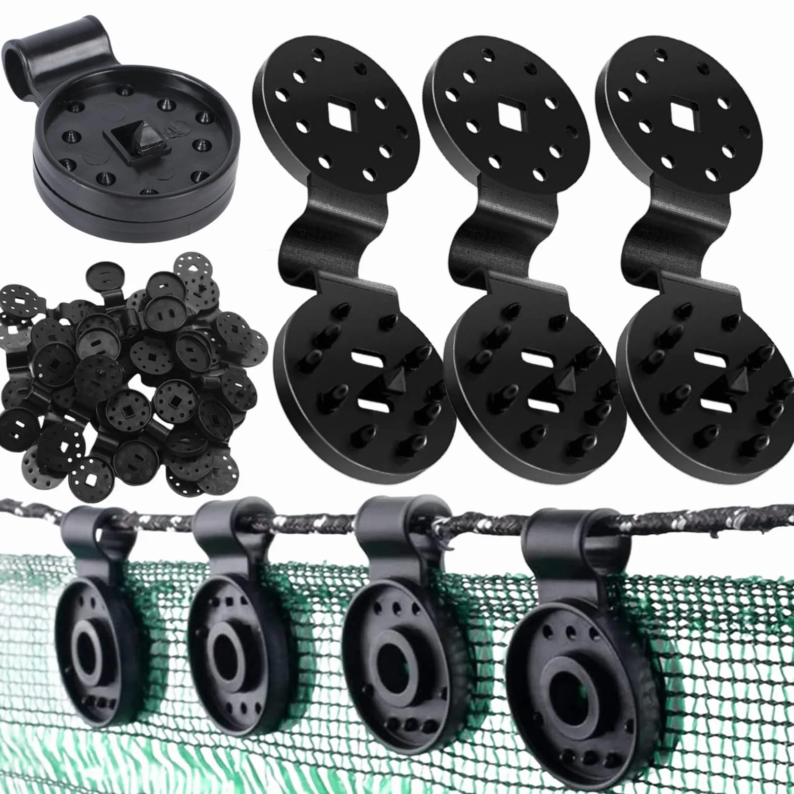 Clip per Rete Parasole - 50pcs Ganci Plastica con Occhiello Riutilizzabile per Telo Ombreggiante e Antigrandine