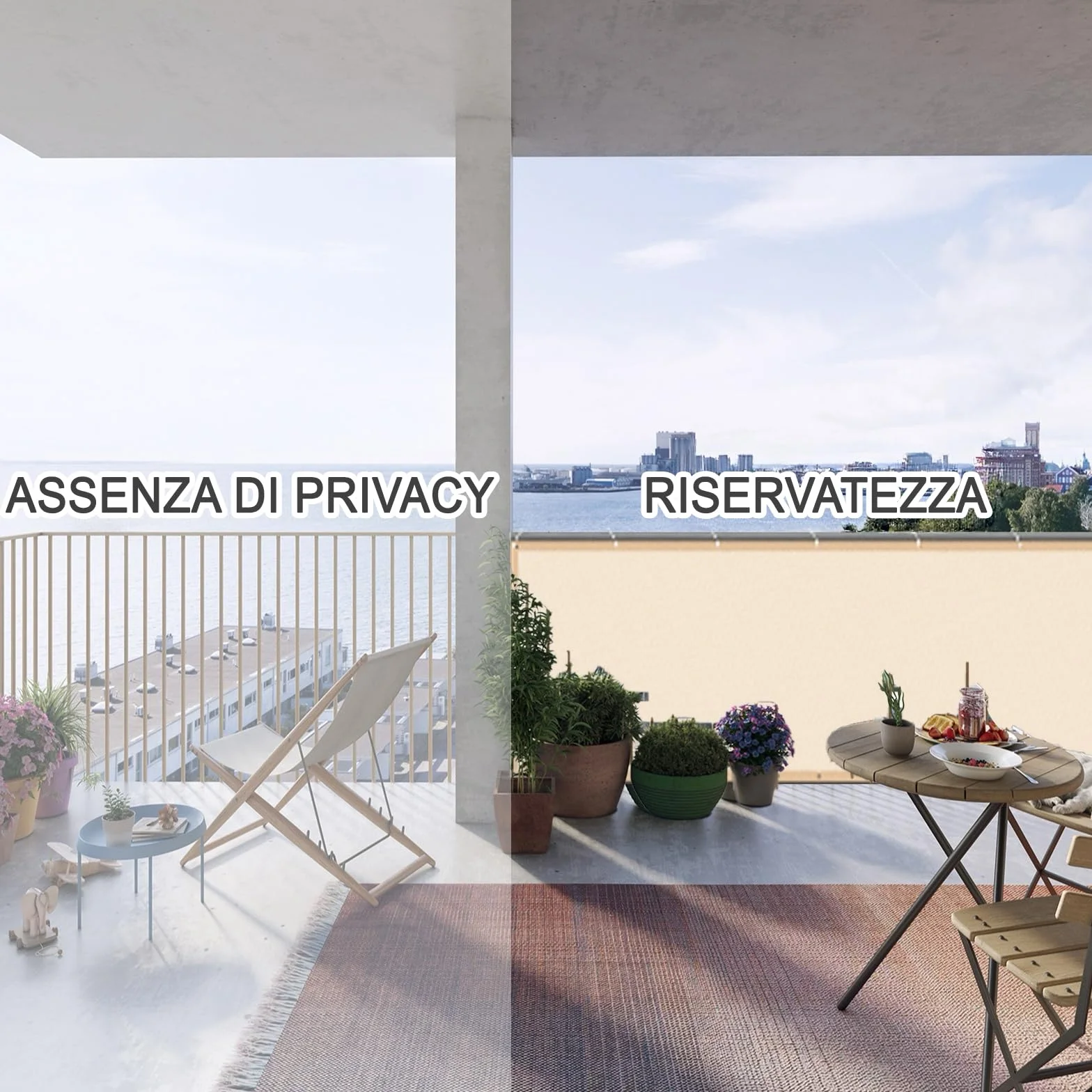 LOVE STORY Frangivista Balcone 90x600cm Copri Ringhiera Balcone Impermeabile Privacy Protezione UV Recinzione PES Esterno Giardino Terrazze Patio,Cachi