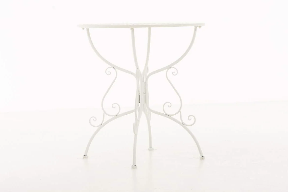 CLP Tavolino In Ferro Da Giardino Amanda I Tavolo Rotondo Da Balcone Stile Liberty I Tavolino Da Caffè Per Bistrot Ø 70 CM, Colore:bianco