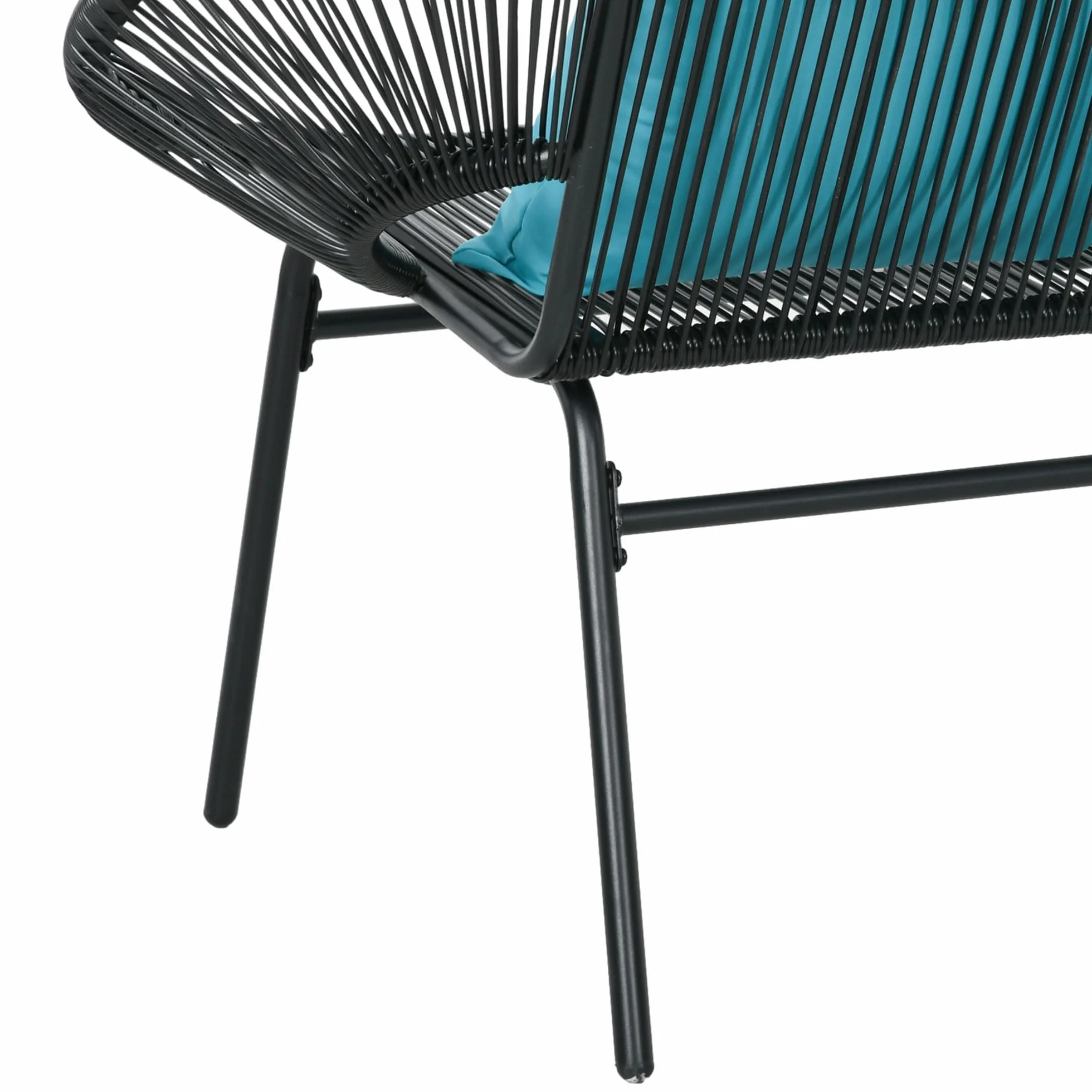 Outsunny Divano da Giardino 2 Posti in Rattan PE, Divanetto da Esterno con Cuscini, Braccioli e Telaio in Acciaio, Panchina da Esterno, per Terrazza e Cortile, 132x72x83 cm, Nero