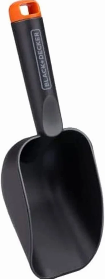 BLACK+DECKER Pala da giardino, modello rotondo, fondo profondo, 28,5 cm, colore nero