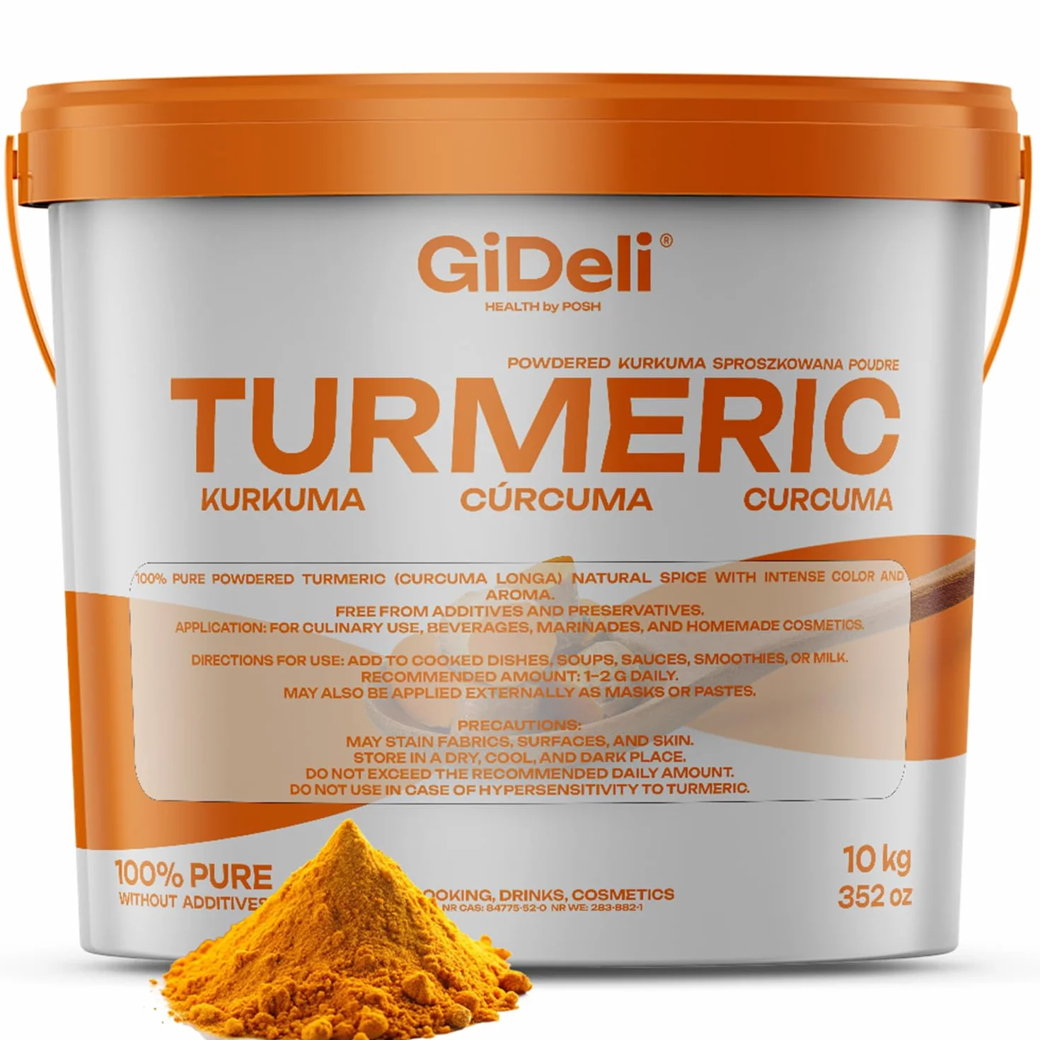 Curcuma Polvere 10 kg radice di curcuma finemente macinata Ideale per preparare un latte d'oro come aggiunta al tè piatti asiatici zuppe piccanti