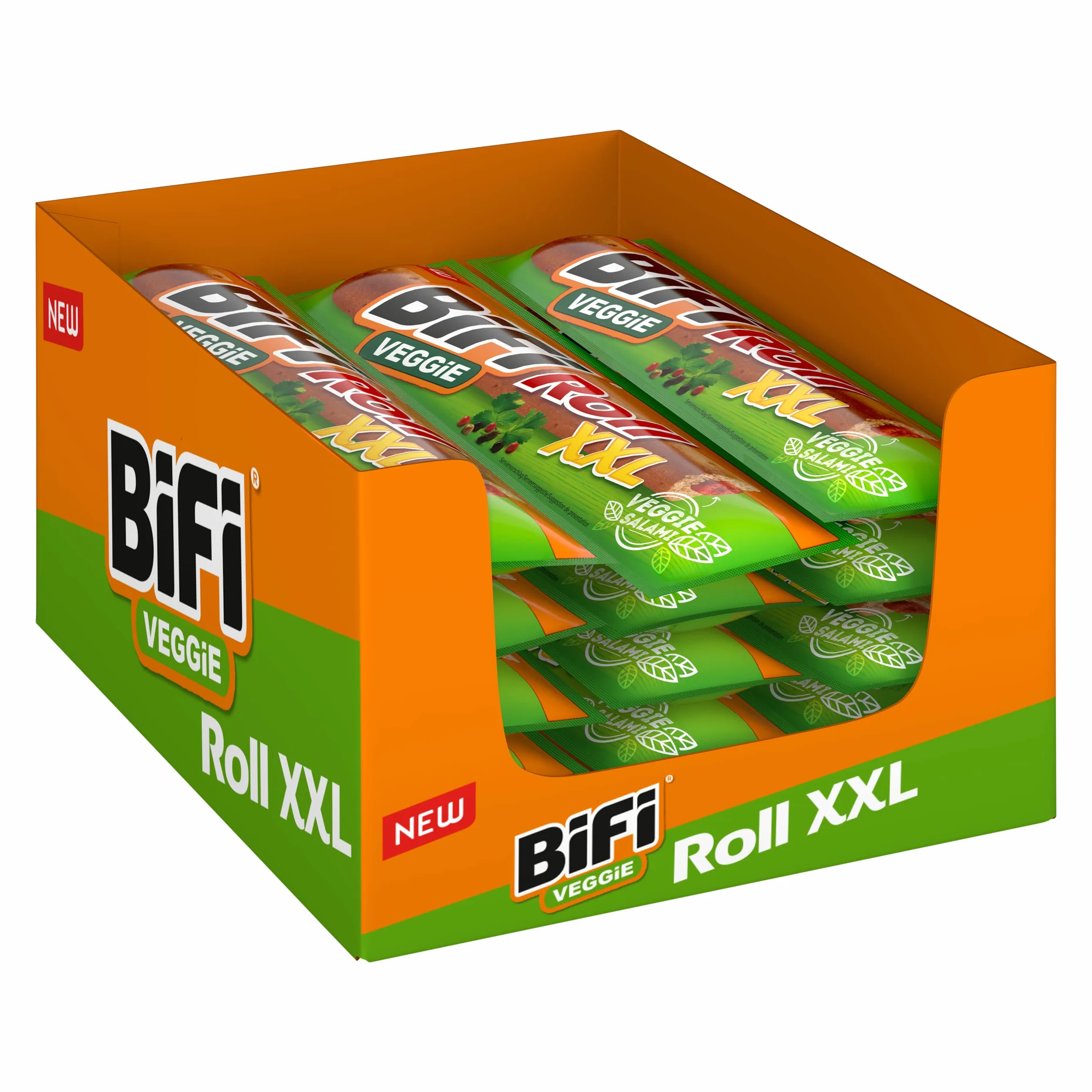 BiFi Veggie Roll XXL, Salamino in Morbido Panino, Snack Vegetariano, Formato Tascabile, da Gustare in Viaggio, in Ufficio o Quando fai Sport, Con Pepe, Coriandolo, Aglio, Confezione da 12 (12 X 70 g)