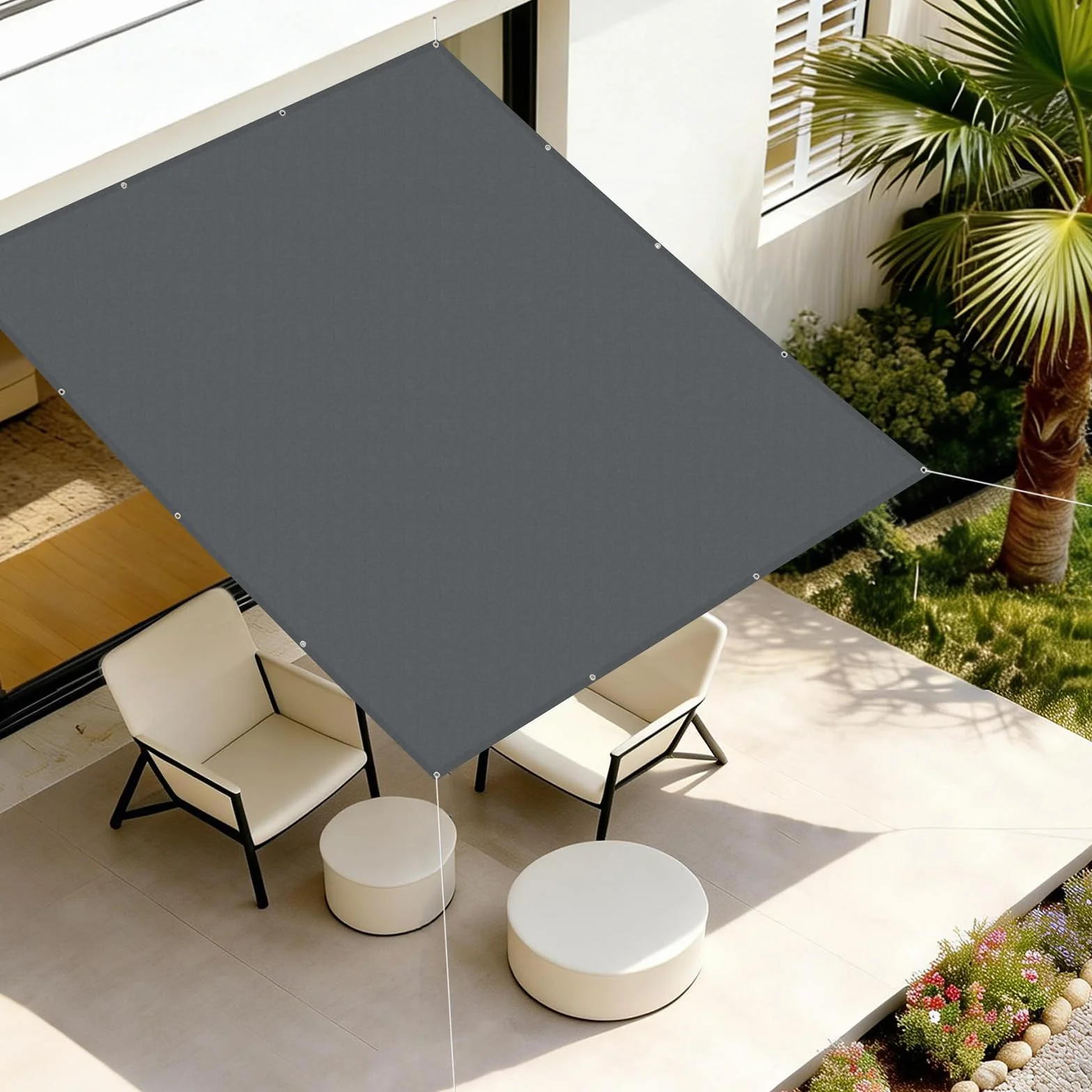 AXT SHADE Vela Ombreggiante Impermeabile Rettangolare 1x2m Tenda a Vela Parasole e Protezione Raggi UV con Occhiellato per Esterno Terrazza Giardino-Antracite