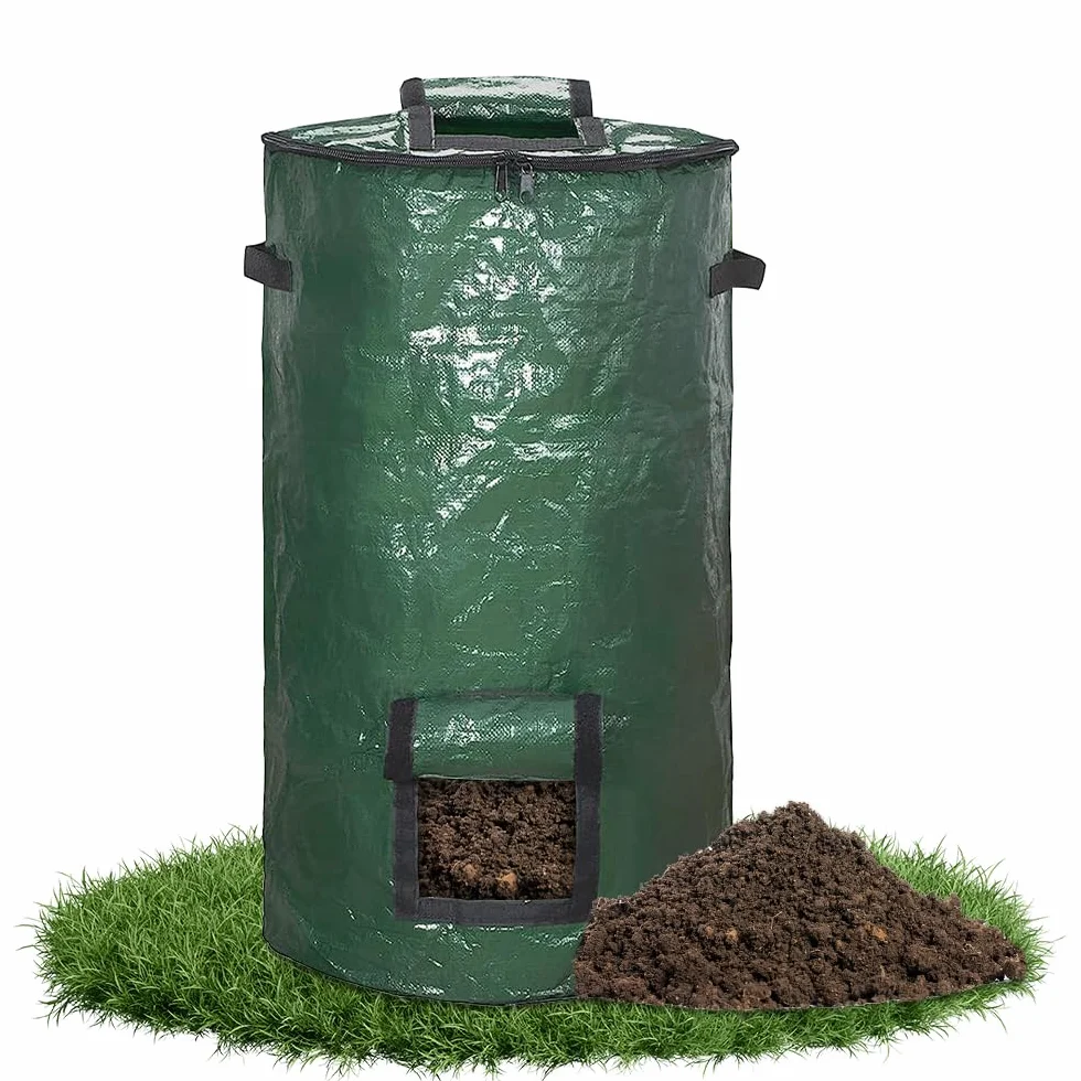 Mizikuu Composter da giardino 120L compostiera rapida con coperchio e finestra di raccolta