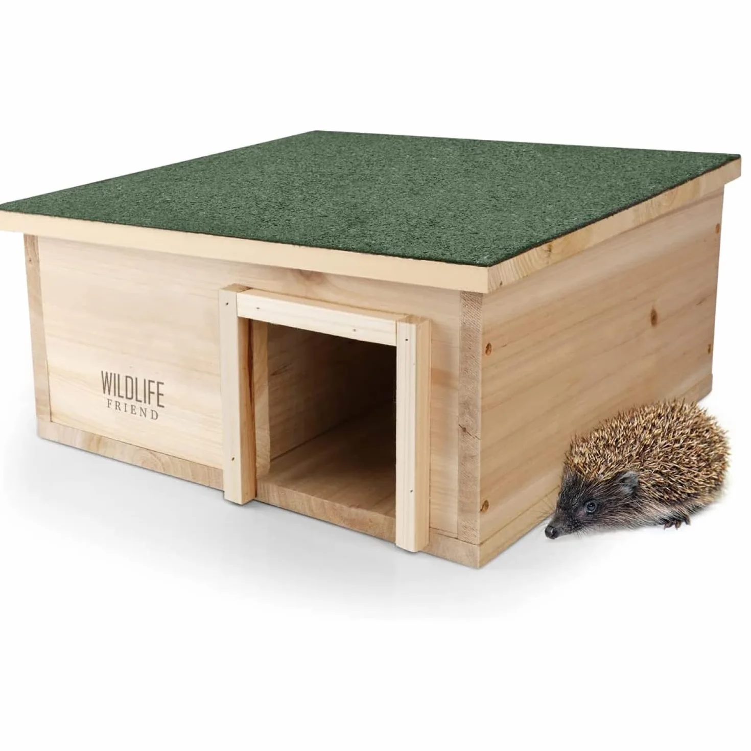 WILDLIFE FRIEND | Casetta per Riccio da Esterno – Ampia e Resistente alle Intemperie - A Prova di Gatti e Altri Animali per Proteggere i Ricci – Realizzata in Legno – 40x40x19 cm