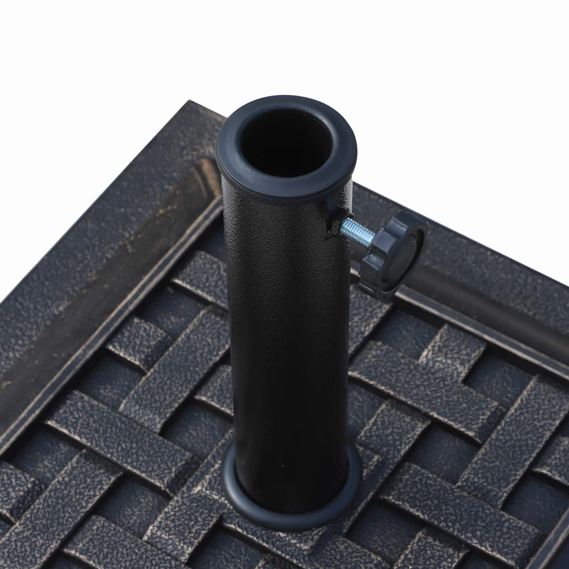 Outsunny Basamento per Ombrellone da Giardino in Resina e Acciaio in Stile Vintage, 44x44x32cm, Nero e Bronzo