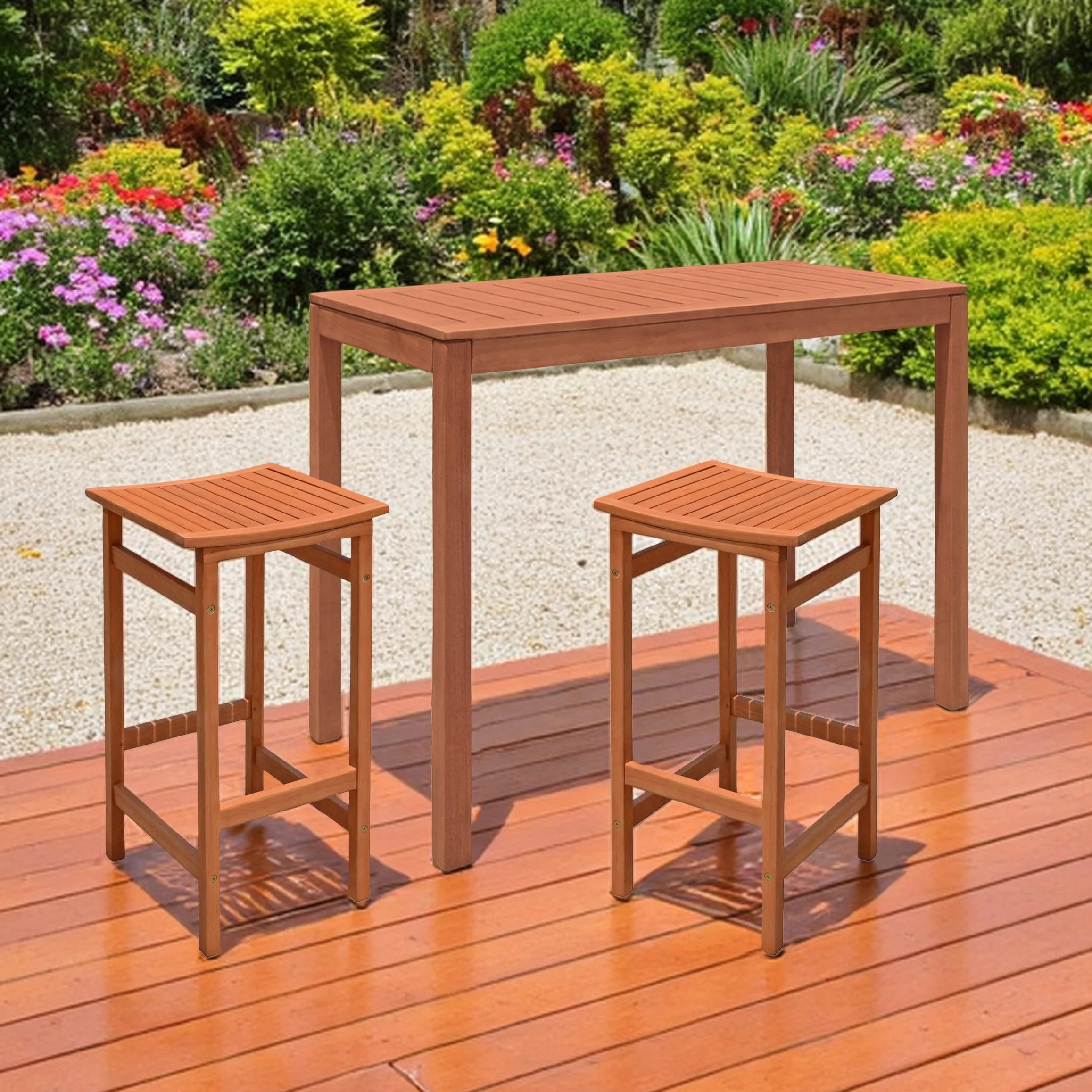 Eucalipto Tavolo da giardino oliato portata fino a 25 kg – 120 x 60 cm – Tavolo da bar in legno massello FSC marrone – Tavolo alto in legno massello da bistrò tavolo rettangolare