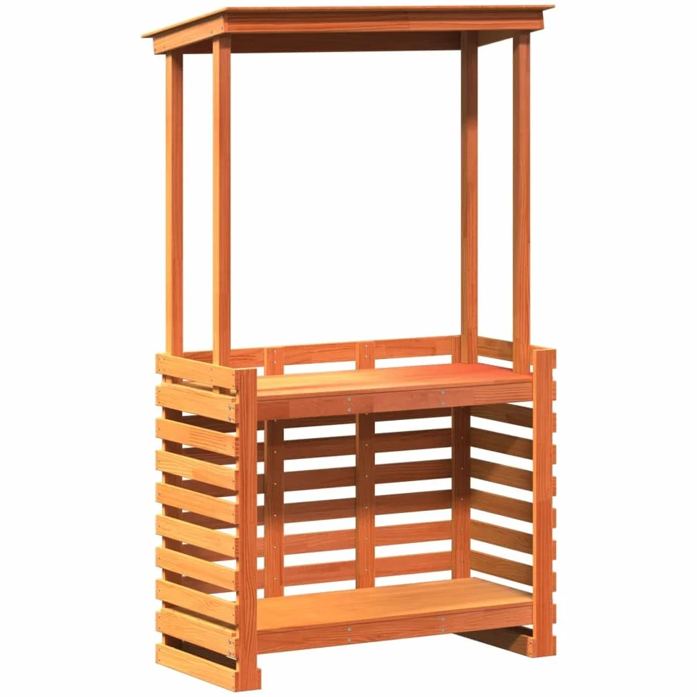 vidaXL Tavolo Bar da Esterno con Tetto Marrone 112,5x57x195,5 cm Legno