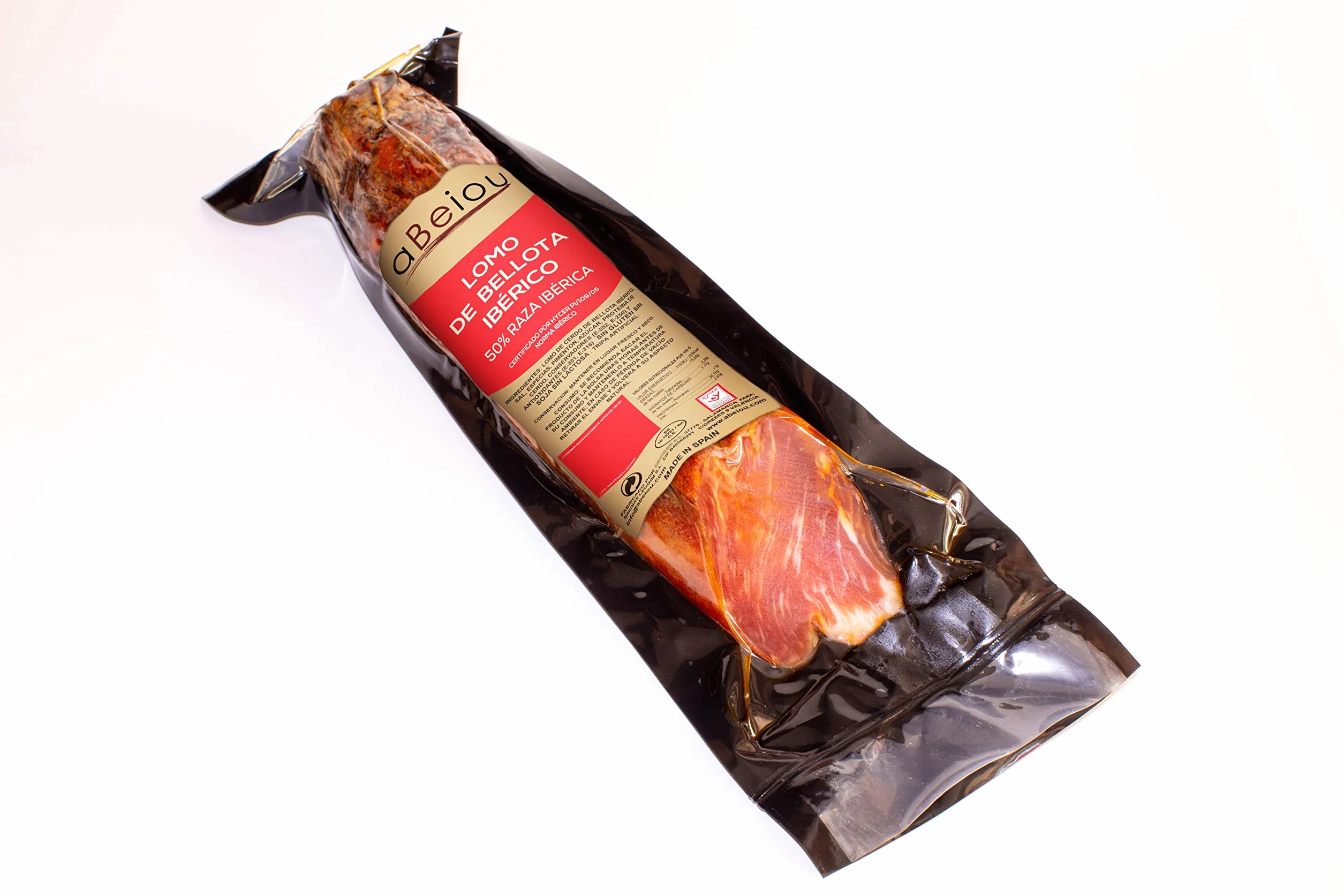 Lomo Iberico Ghianda Pezzo Intero 500 g — Stagionatura +12 Settimane — Cert. Hycer — Guijuelo Spagnolo — Lomo Ibérico de Bellota — aBeiou