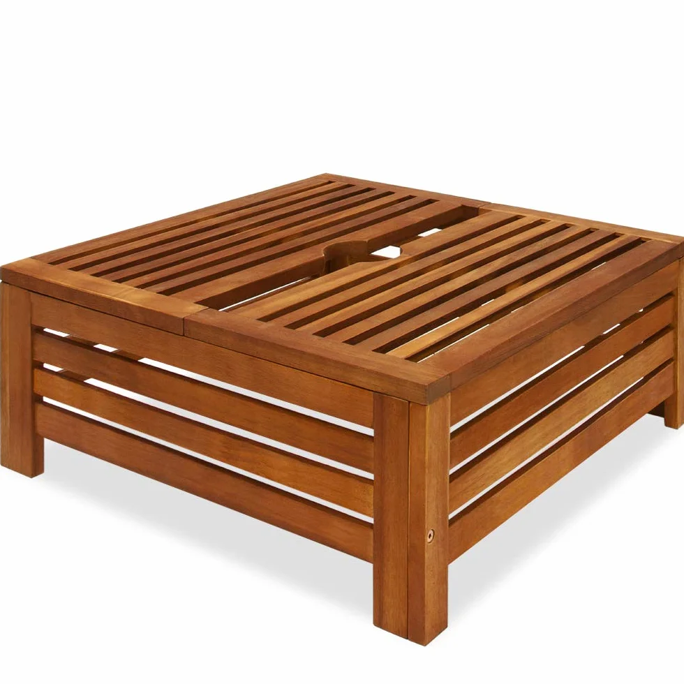 Deuba Tavolino Copribase per Ombrellone 62x62x25cm Copertura per Supporto Parasole Legno di Acacia
