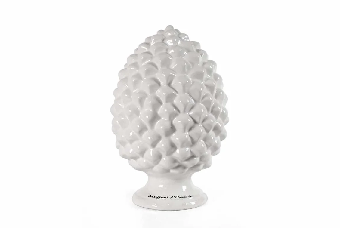 GICOS IMPORT EXPORT SRL Pigna in ceramica tondo 16 * 16 * 26 cm colore bianco casa giardino artigiani d'oriente CRE-832703