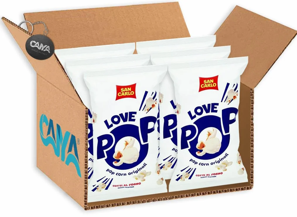 6X San Carlo Love Pop Popcorn Cotti al Forno Senza Glutine (Gluten Free) 100g [CAIYA® BOX da 6 Confezioni]