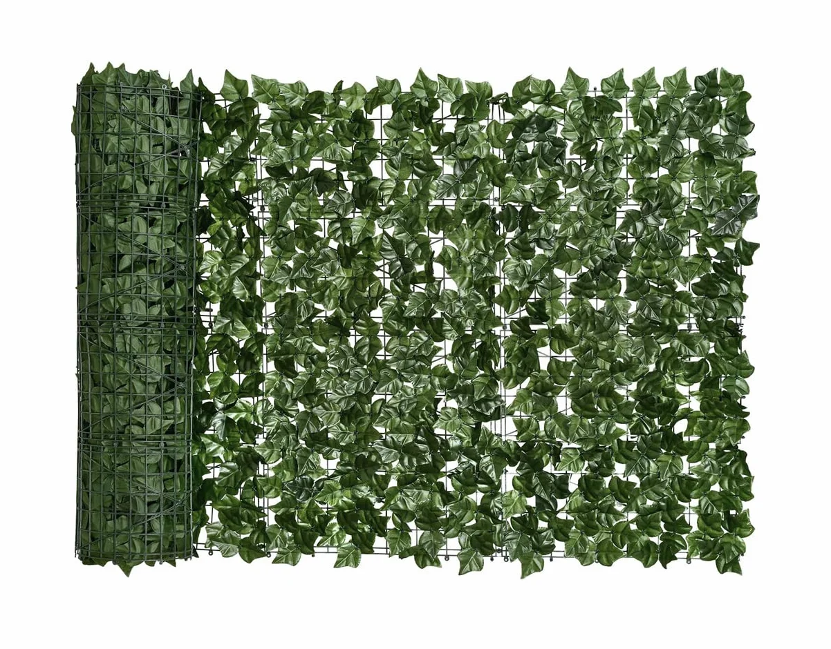 IlGruppone Siepe Artificiale Edera Finta Sempreverde Sintetica Anticaduta Frangivista Frangivento Ringhiera Terrazzo Balcone Giardino Diverse Misure - Verde - 1x5Mt