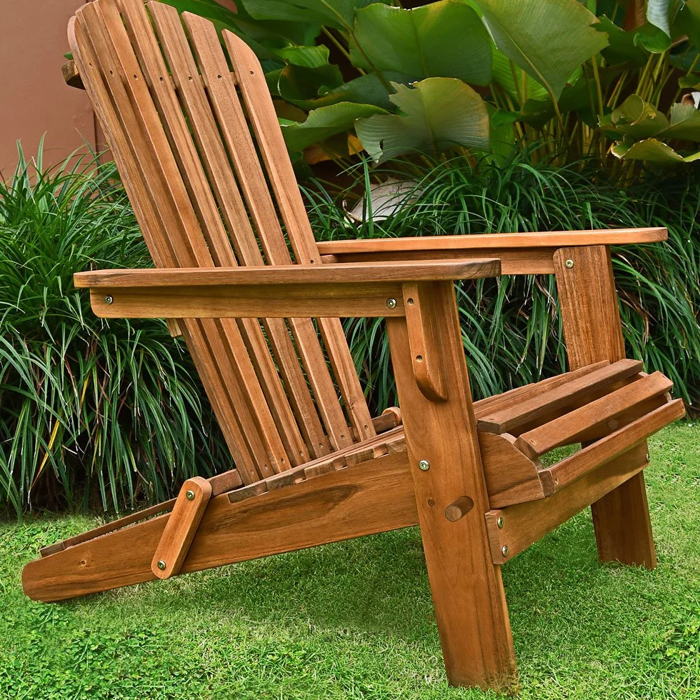 Casaria Sedia Prendisole Adirondack Inlc. Poggiapiedi Legno Acacia Sdraio Mare Pieghevole Giardino