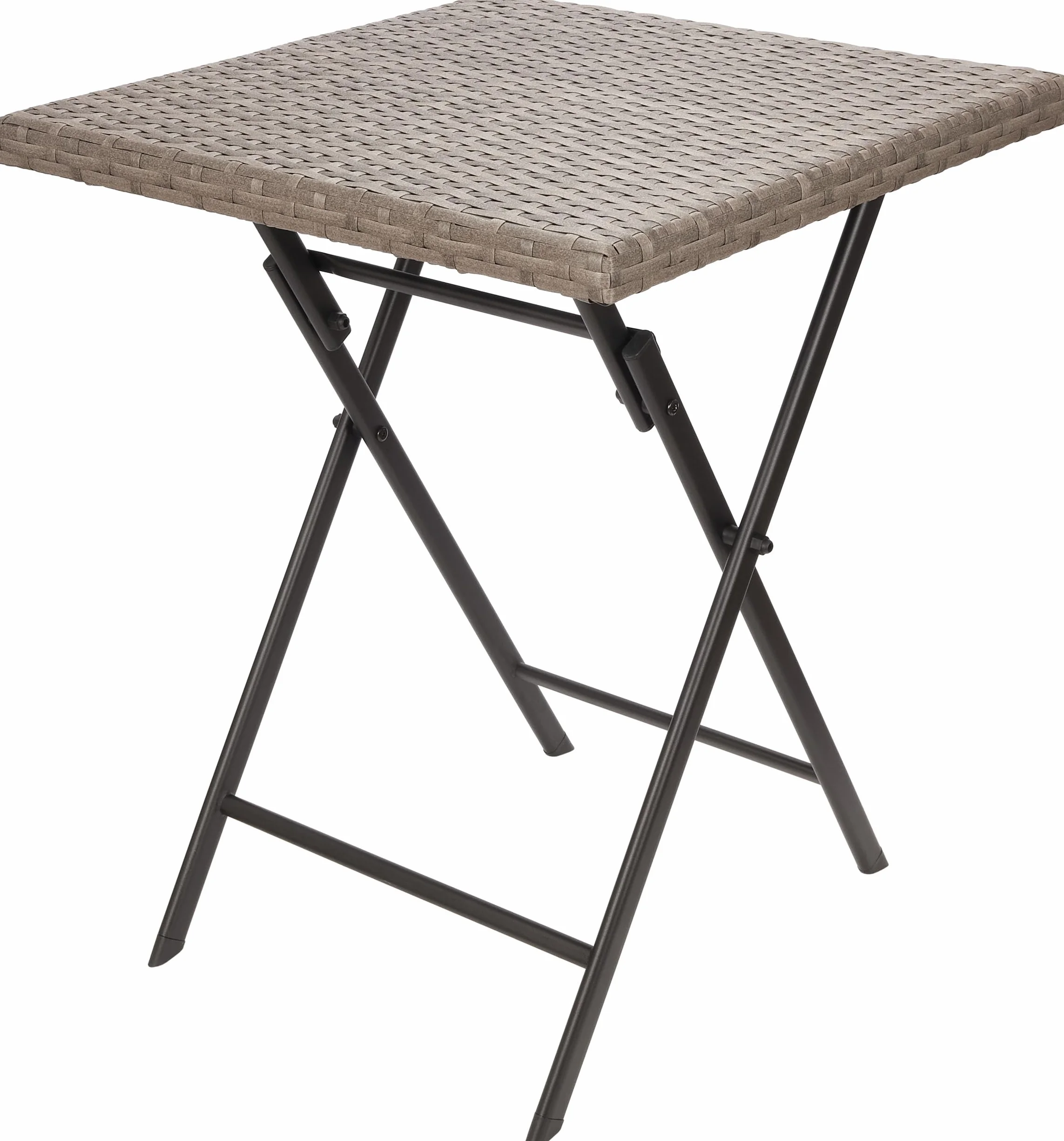 BRUBAKER Tavolo da giardino Toscana, 58 x 58 cm, resistente alle intemperie, in polyrattan e metallo, pieghevole, per balcone, terrazza e tavolo da bistrot, colore grigio
