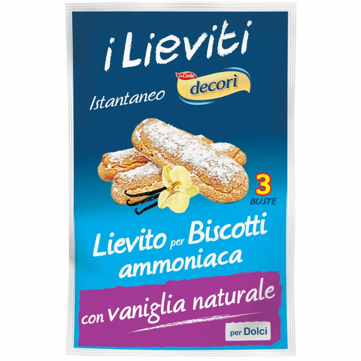 Decorì | Lievito per Biscotti, Lievito Istantaneo Ammoniaca per Biscotti con Estratto Naturale di Vaniglia | Confezione da 24 gr (Pack of 1)