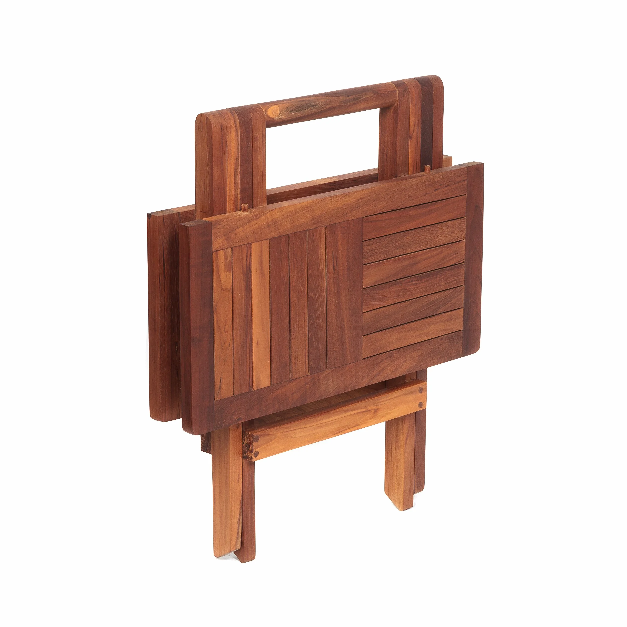 AsinoX TEK.602 - Tavolino pieghevole in teak, colore: marrone, 50 x 50 x 50 cm