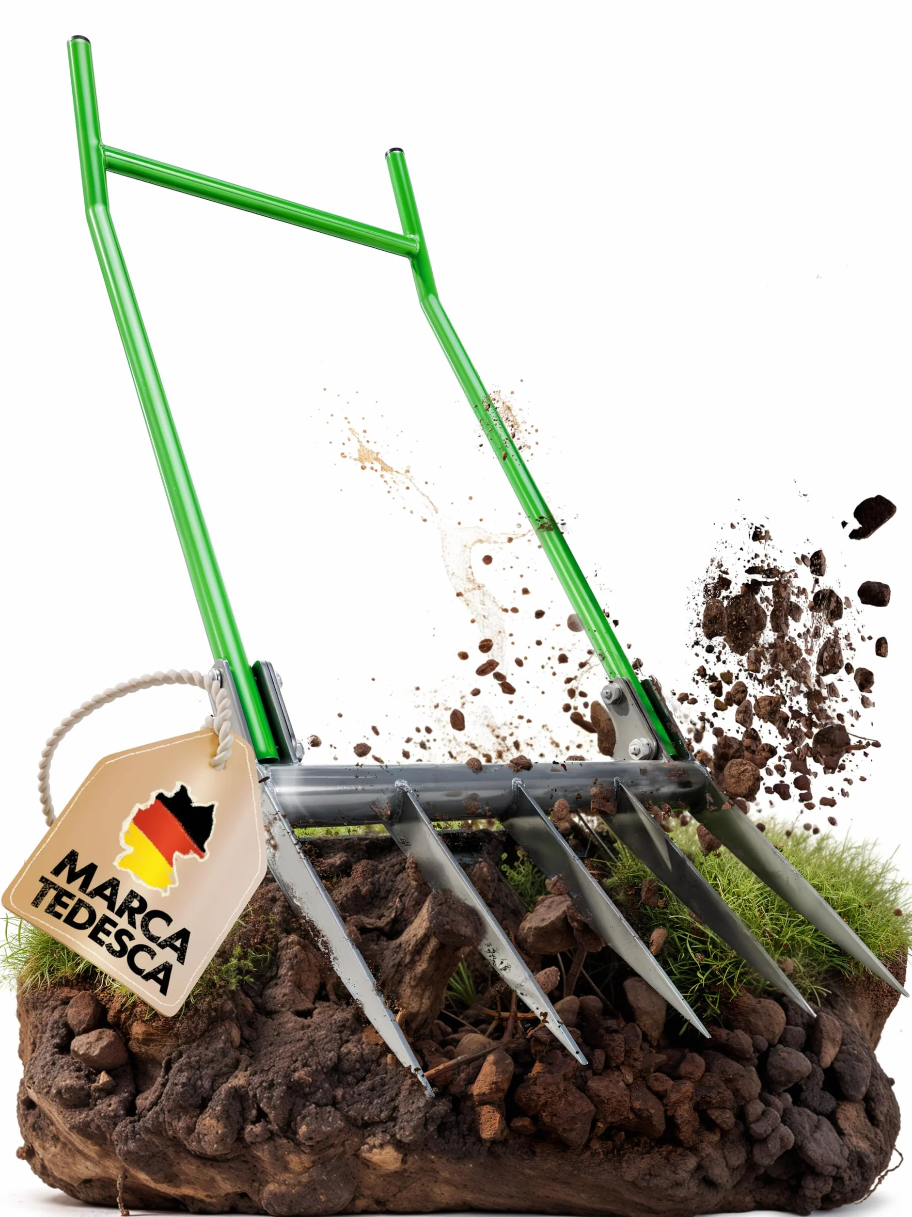 GARLINGO Forcone da Giardino | Forcone a 50 cm di Larghezza | Con Maniglia per Massima Efficacia di Leva | Forcone da Giardino, Forcone da Ortaggio, Forcone Doppia Forcone da Giardino, Denti da