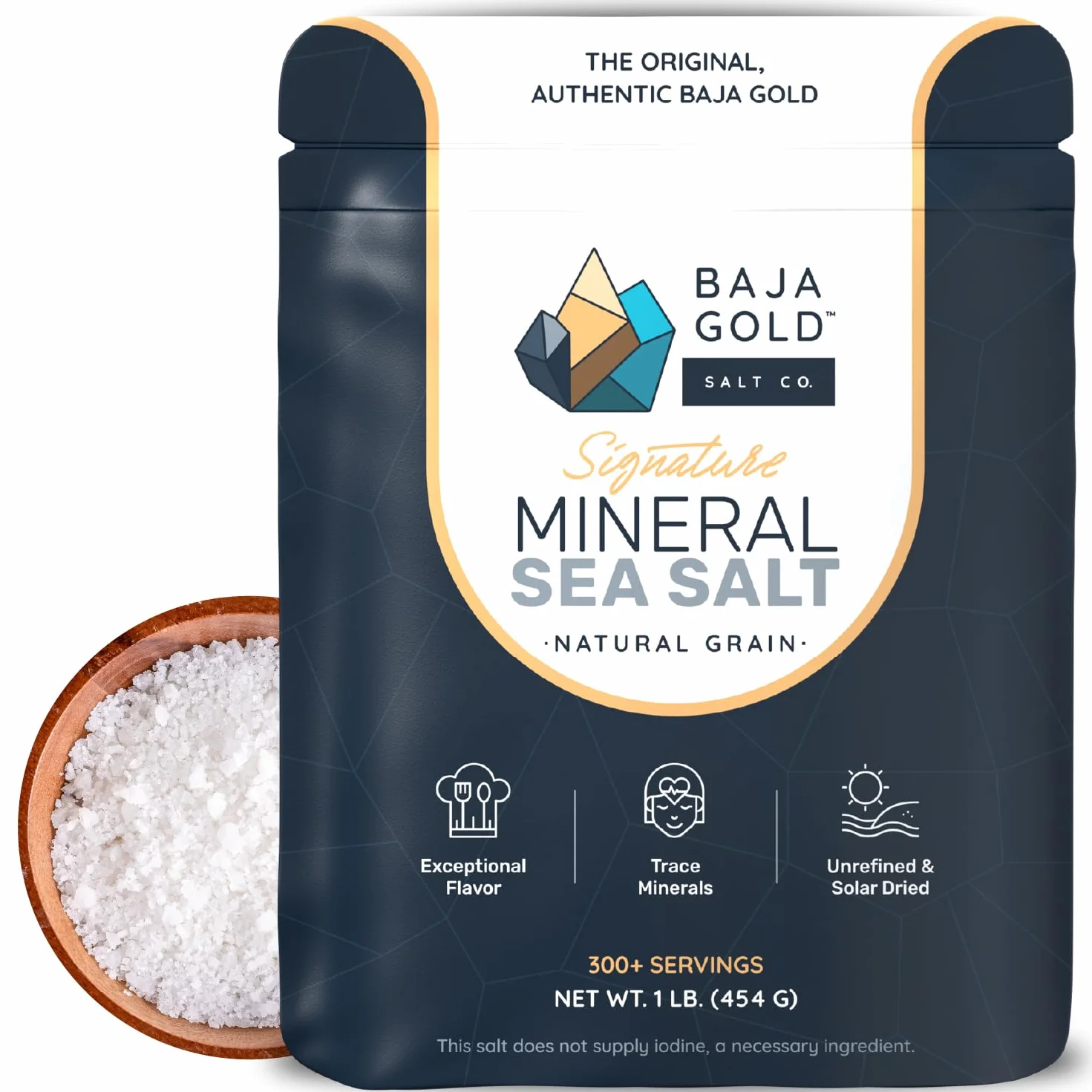 Baja Gold Sale Minerale Marino – Sale Marino Non Raffinato Ricco di Minerali, 454g – Ideale per Cucina Gourmet, Alimentazione Sana e Utilizzi Versatili
