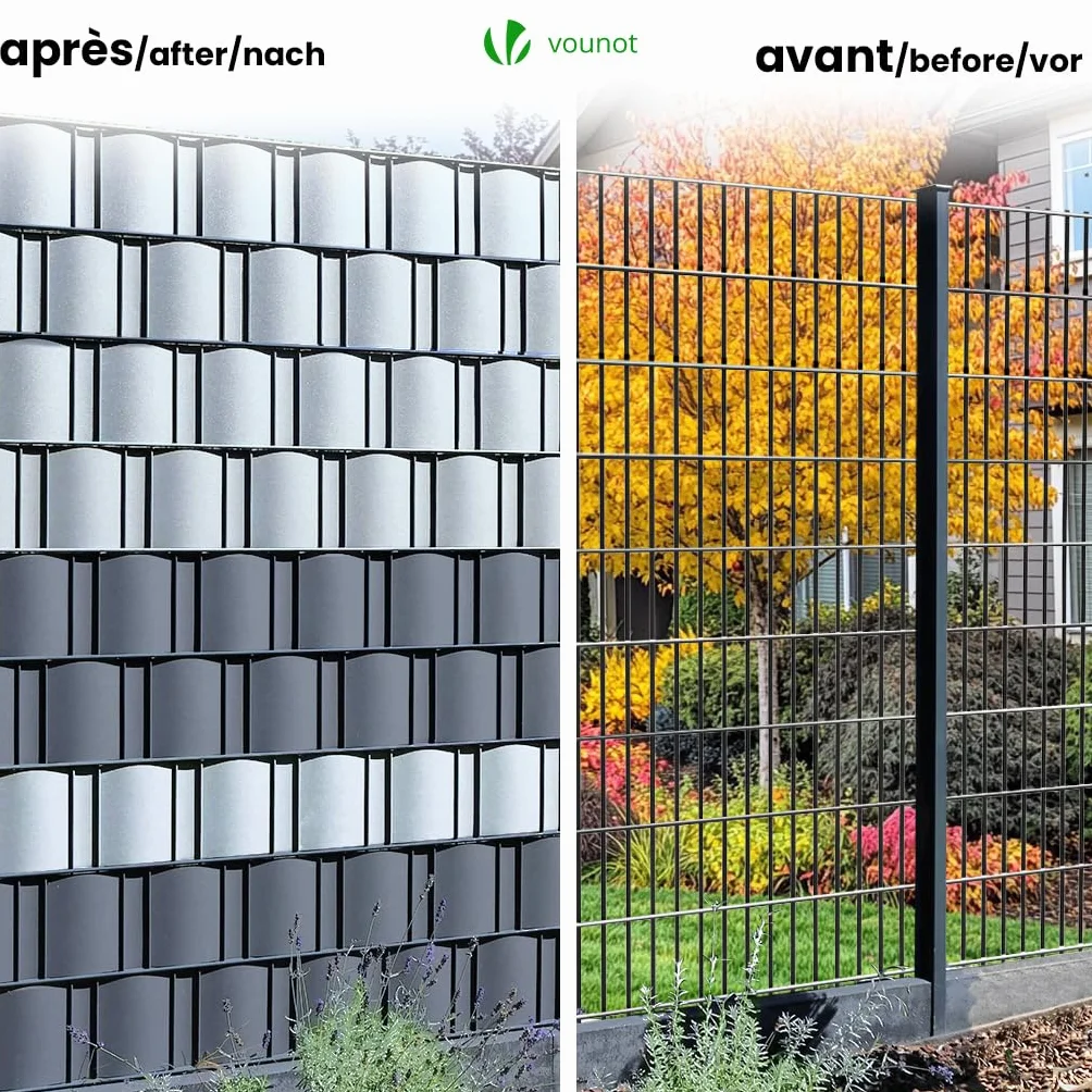 VOUNOT® Telo Frangivista in PVC per Recinzione Giardino, 19cm x 70m, 450 g/m², Strisce per Protezione della Privacy, Rotolo Frangivista con Clips di Fissaggio, Grigio Chiaro