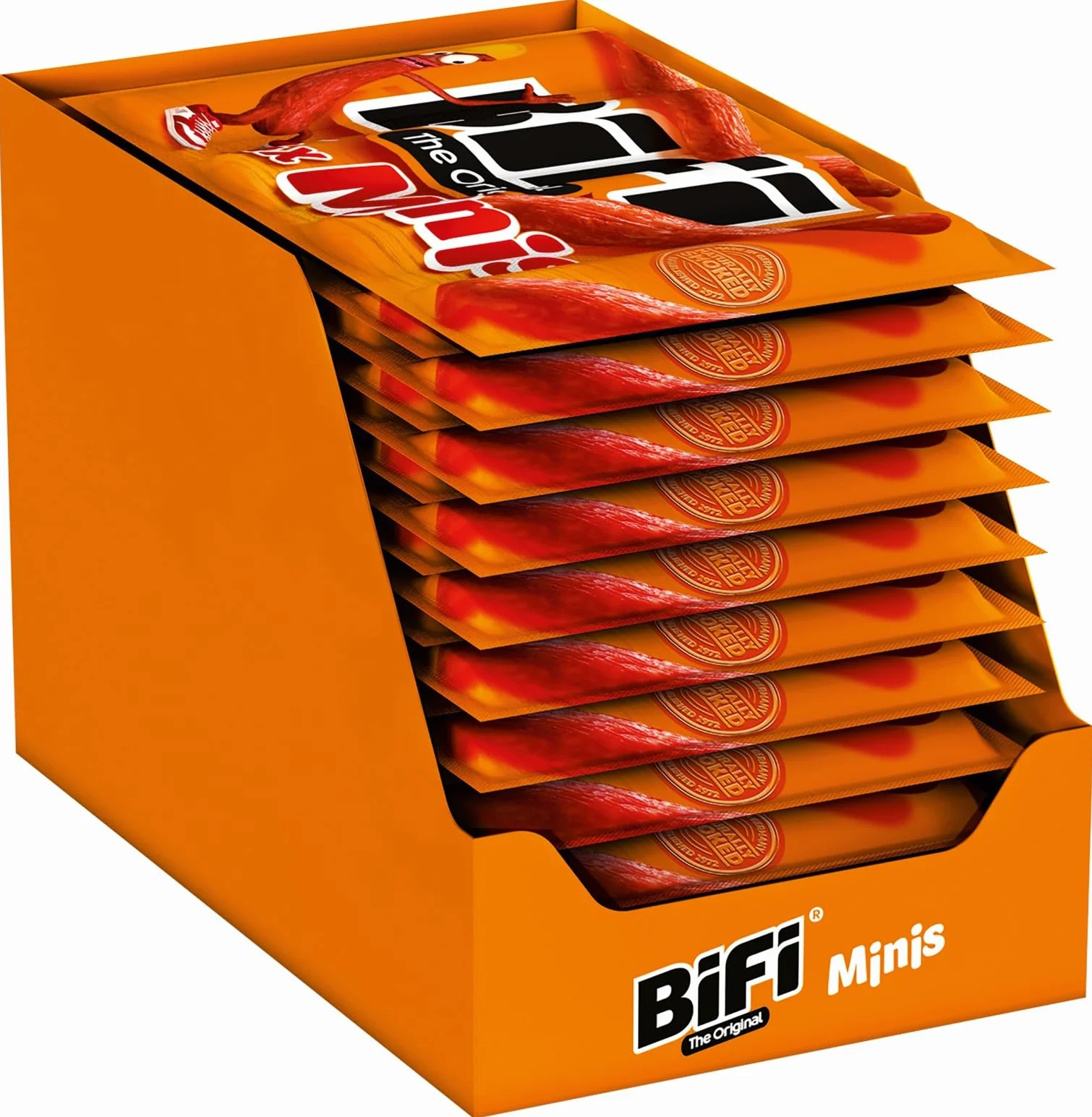 Bifi Original Junior – Appetitoso snack a base di carne di salame, mini salamini affumicati, formato tascabile, confezione da 20, 20 x 4 x 10 g
