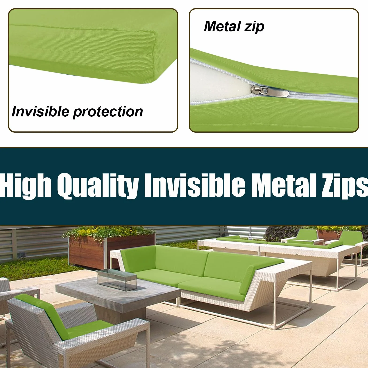 SYLC 100% Impermeabile Federe Per Cuscino Divano Patio Con Cerniera, Copricuscini Per Giardino Rattan Per Esterni Coperture Cuscino Personalizzazione (55×55×10 cm,Apple green)